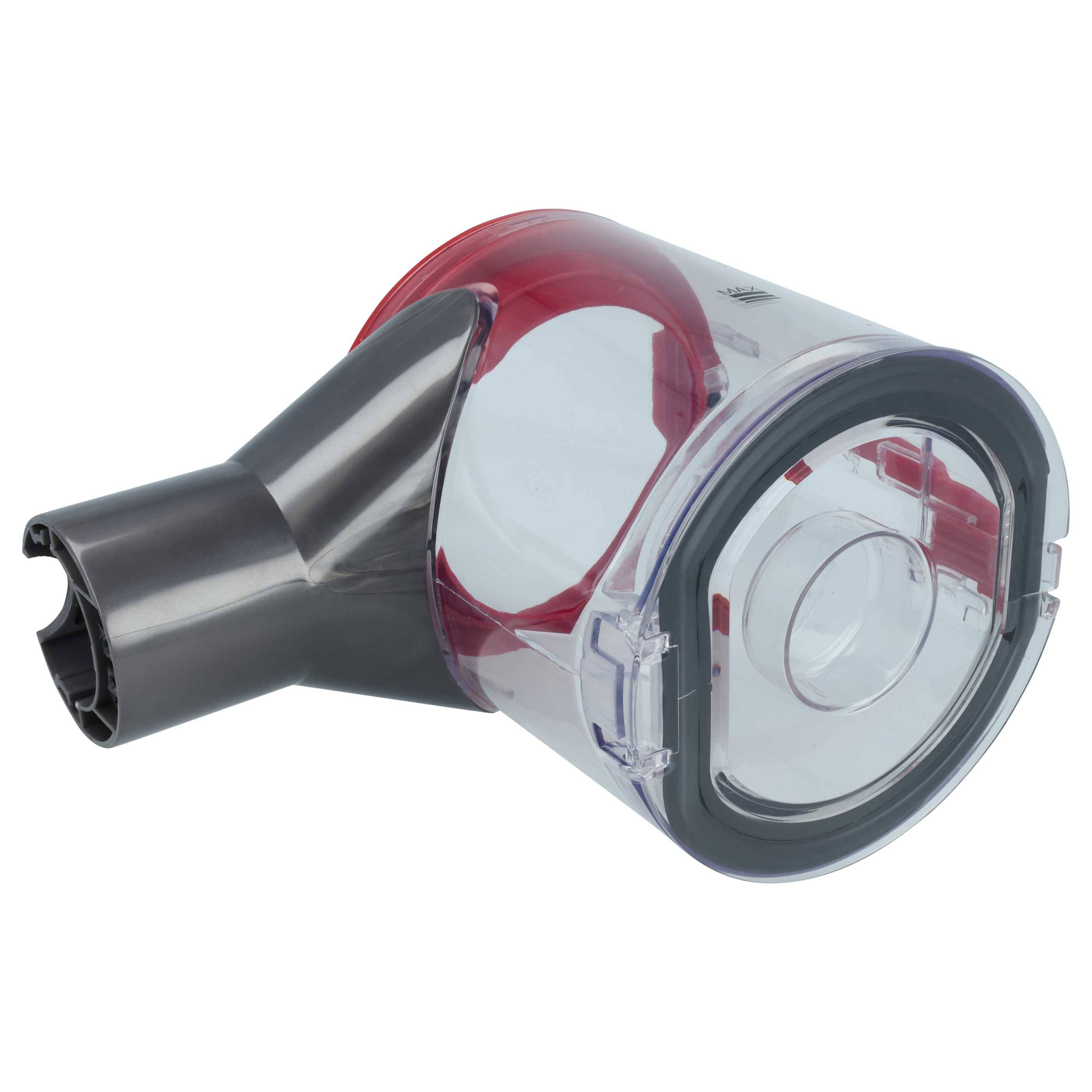 Befestigungswerkzeug mit einer transparenten Haube und roten Akzenten, das für Staubsauger entwickelt wurde; zum Entfernen von Schmutz und Ablagerungen von verschiedenen Oberflächen.