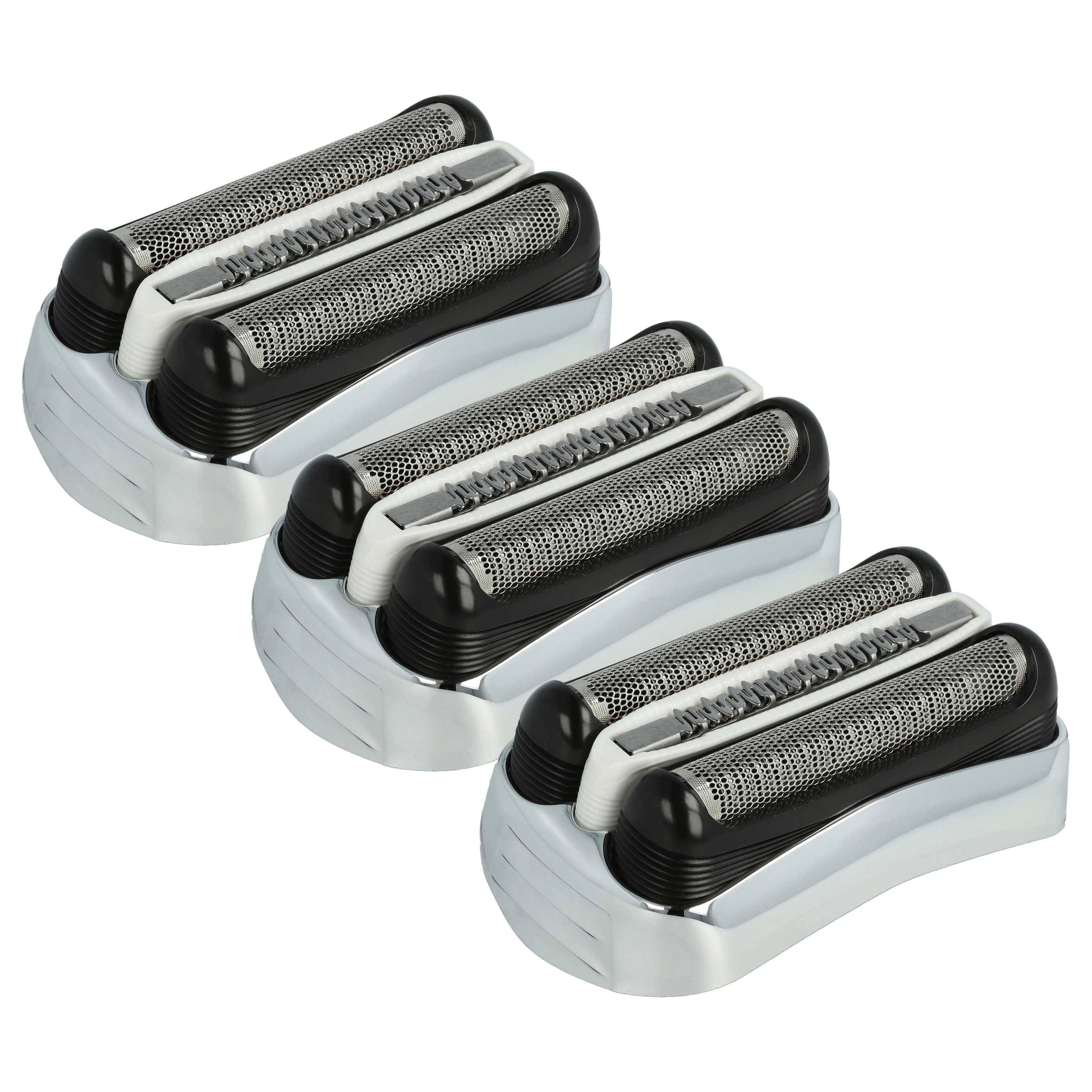 vhbw 3x Ersatz-Scherköpfe kompatibel mit Braun alte Generation 370cc, 395cc, 390cc, 370, 380 Elektrorasierer, Silber