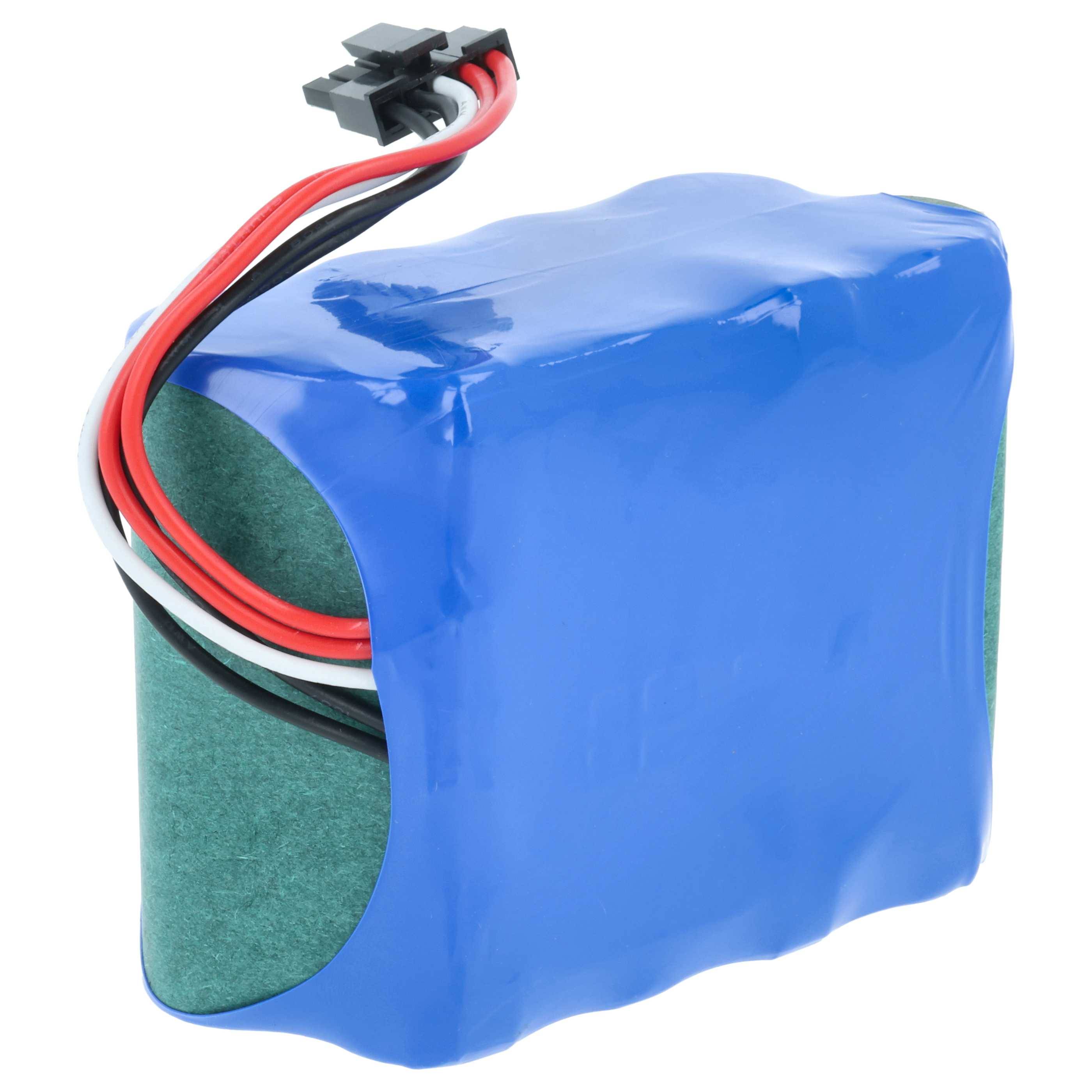 Ein blau und grün gefärbtes wiederaufladbares Batteriepack mit roten, schwarzen und weißen Drähten, die oben herausragen, wird für elektronische Geräte verwendet.