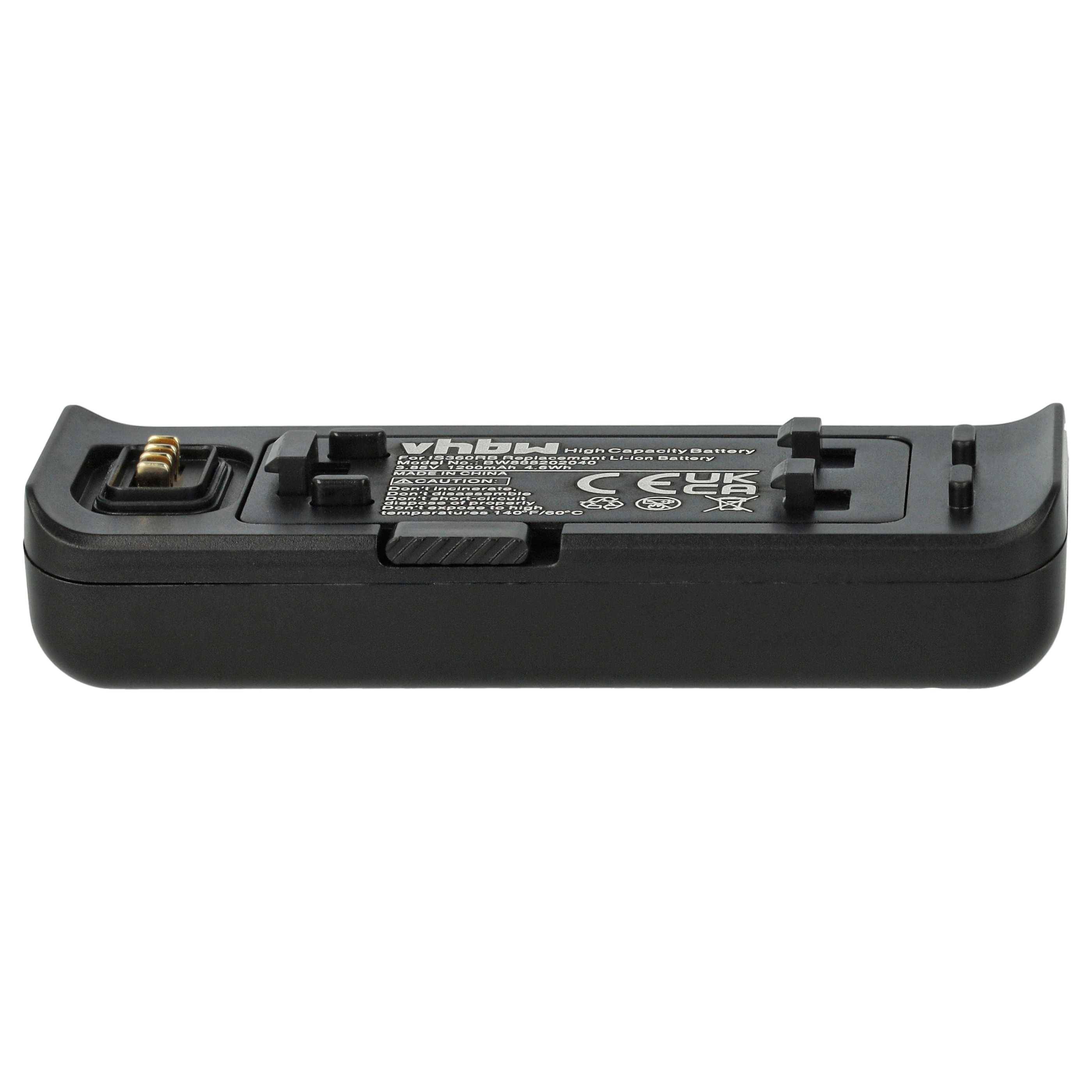Ein schwarzer Batteriegriff mit der Aufschrift 'Vivitar', versehen mit CE- und Recycling-Symbolen, entwickelt zum Anbringen an einer kompatiblen Kamera zur Erweiterung der Stromversorgung.