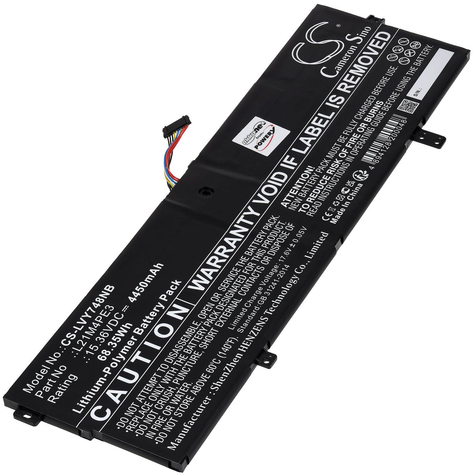 Rechteckige schwarze Batterie mit Aufschrift 