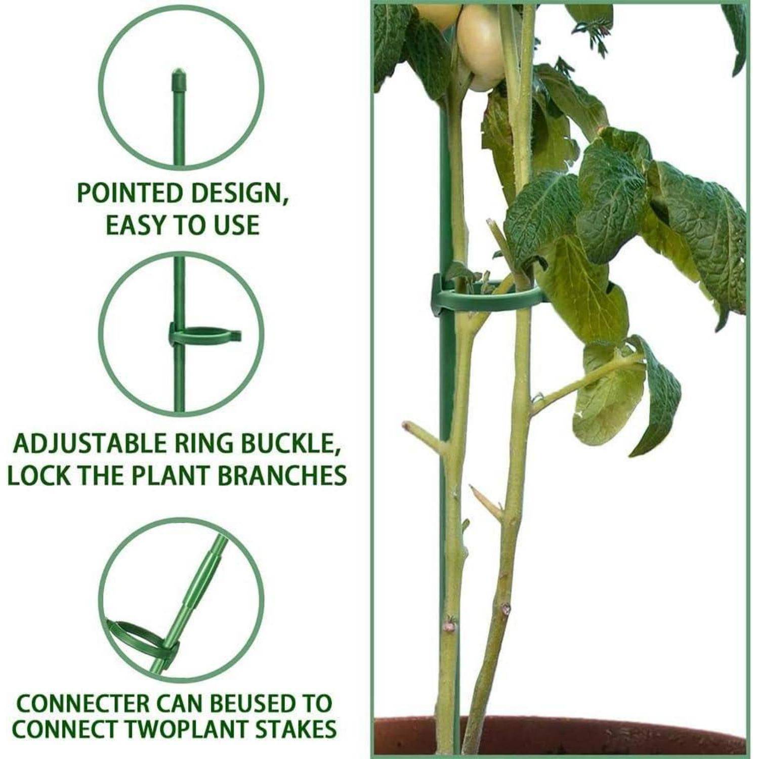Pflanzenstäbe 36 Pflanzstab mit Verbinder und Karabinern für Gurken