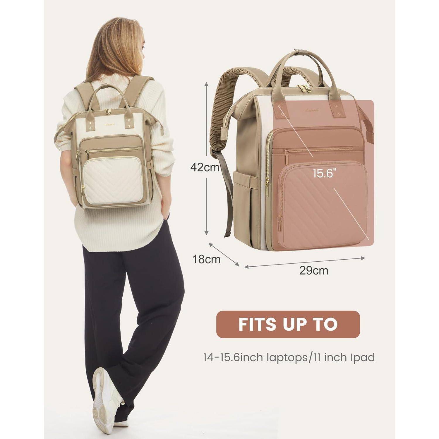 Rucksack Damen 15,6 Zoll Laptop Schulrucksack Mädchen Wasserdicht