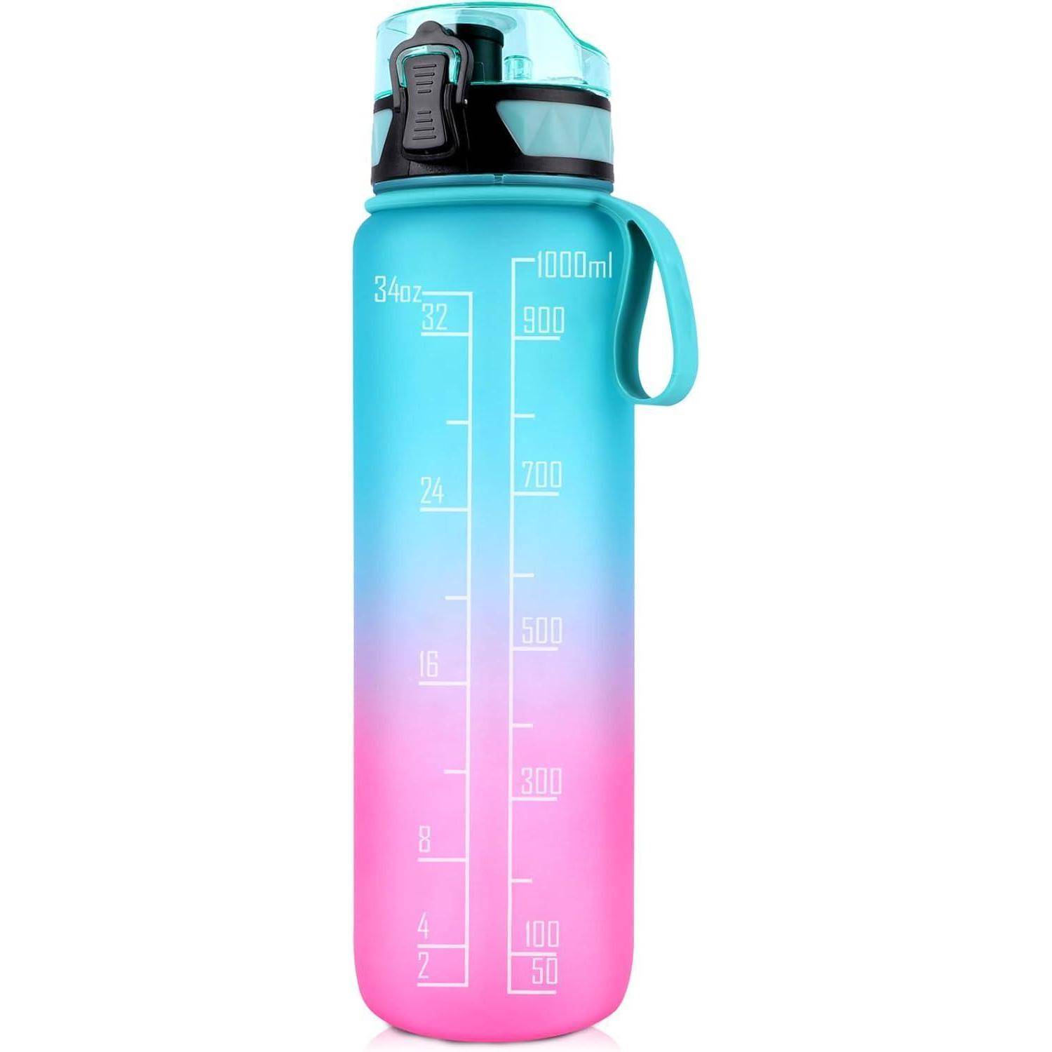 Trinkflasche 1L Sport BPA Frei rutschfest Gummi Grip Fahrrad Outdoor