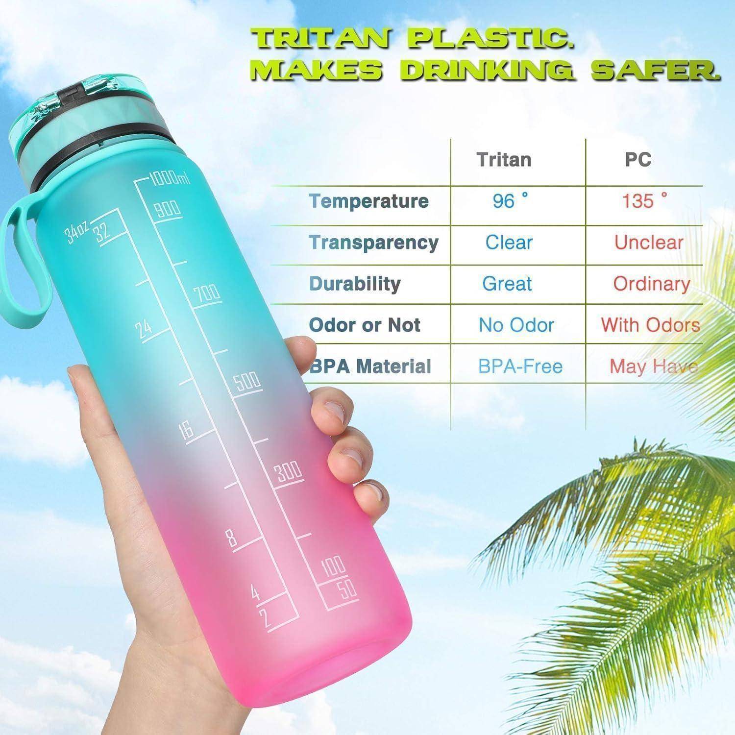 Trinkflasche 1L Sport BPA Frei rutschfest Gummi Grip Fahrrad Outdoor