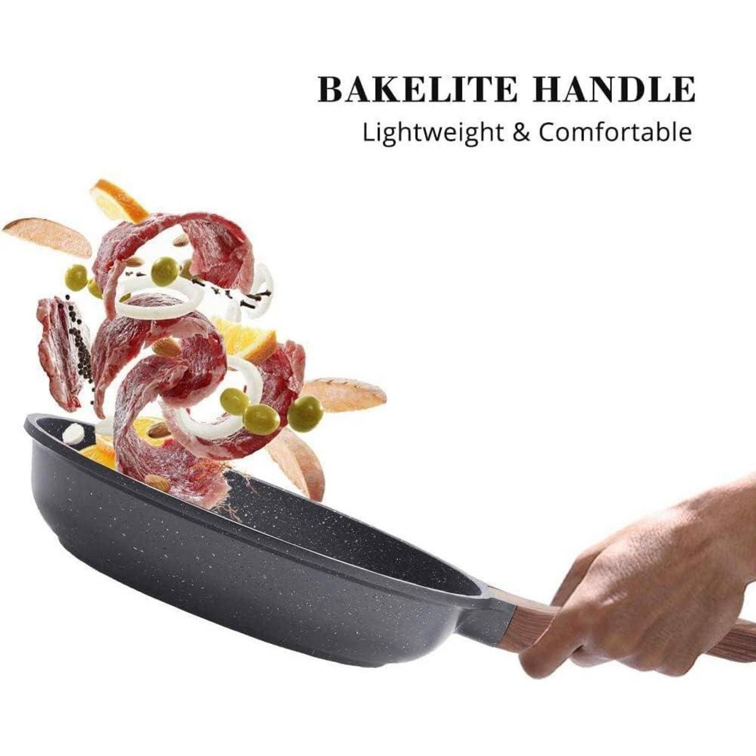 Antihaft Bratpfanne mit Deckel 24cm Granit Beschichtung Induktion