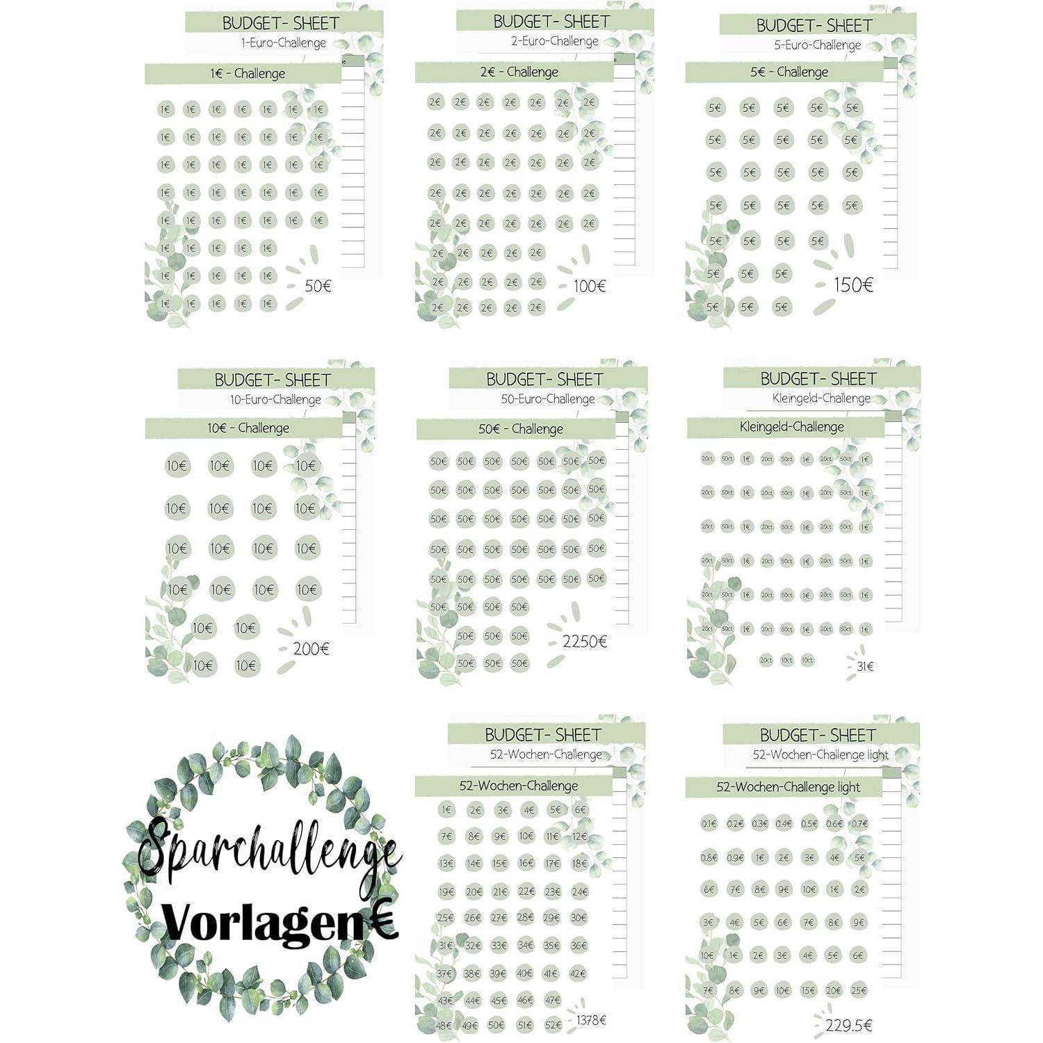 Budget Planner Deutsch-A6 Sparplaner Eukalyptus 24pcs