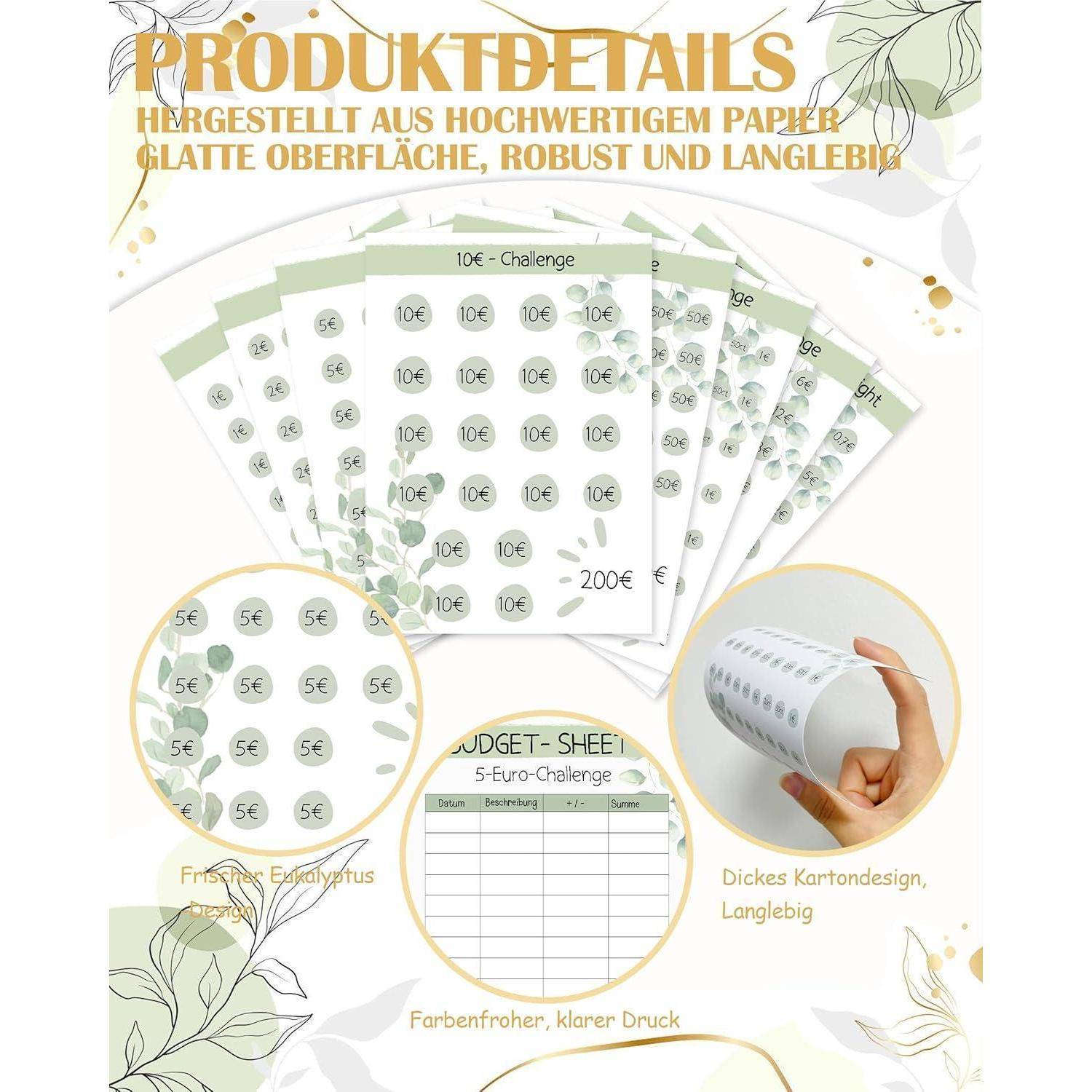 Budget Planner Deutsch-A6 Sparplaner Eukalyptus 24pcs