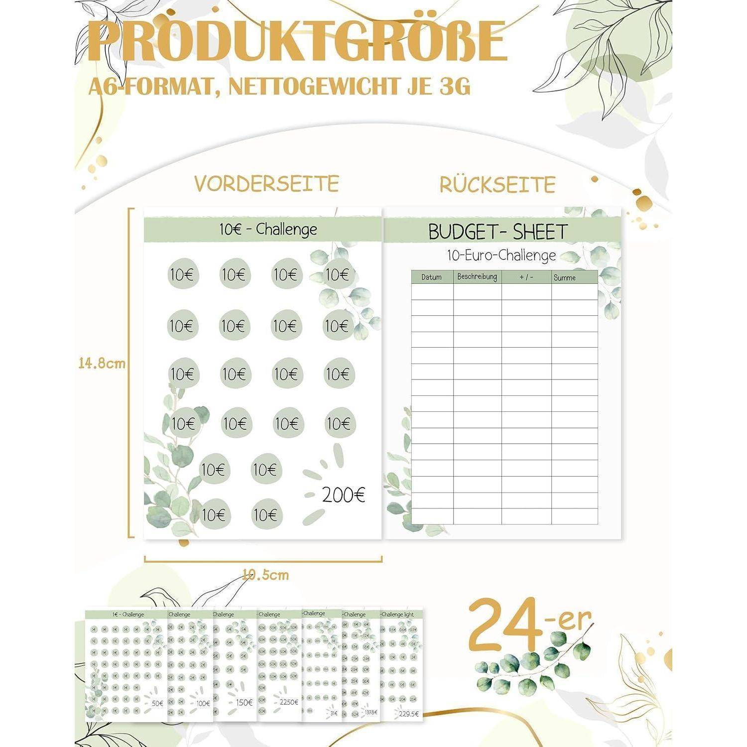 Budget Planner Deutsch-A6 Sparplaner Eukalyptus 24pcs