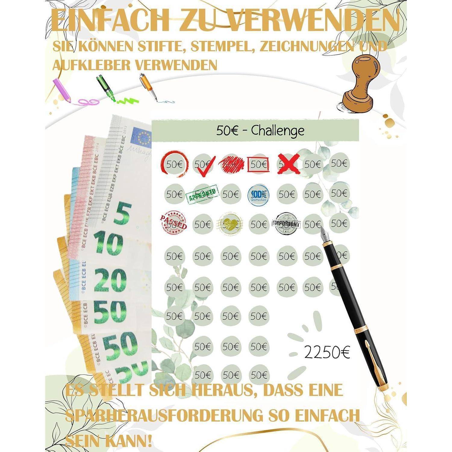 Budget Planner Deutsch-A6 Sparplaner Eukalyptus 24pcs