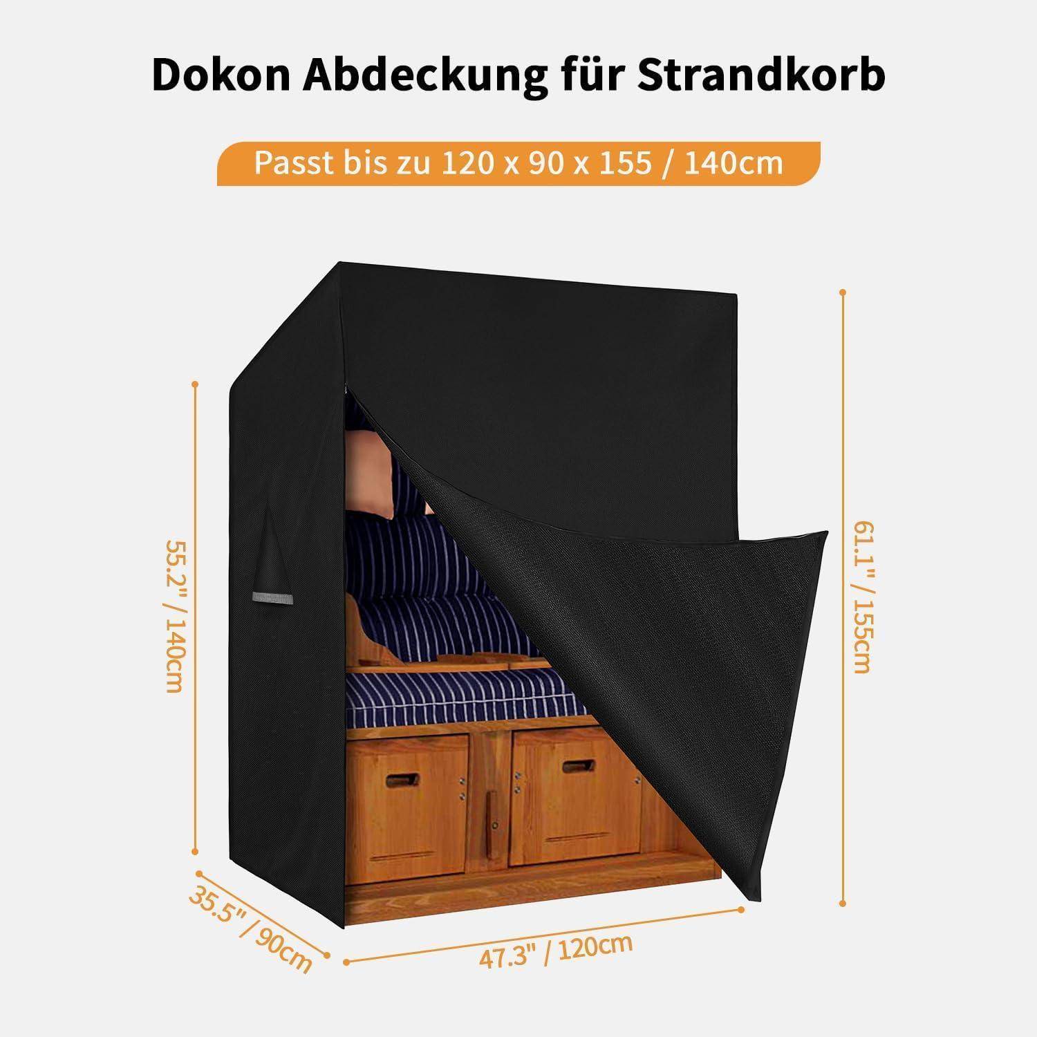 Eine schwarze Abdeckung für Strandstühle, passend für Abmessungen bis zu 47,3