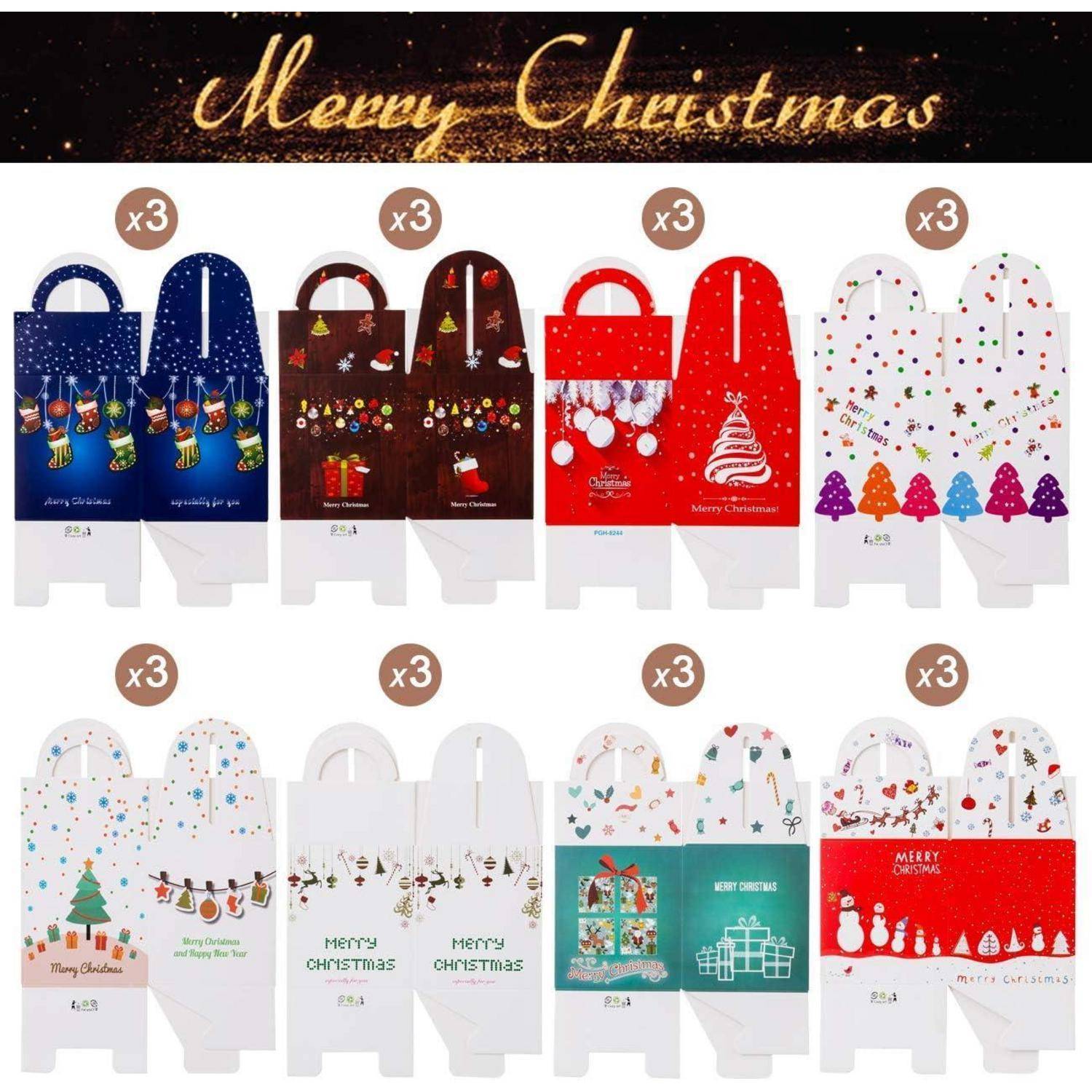 Verschiedene Geschenktüten mit weihnachtlichen 