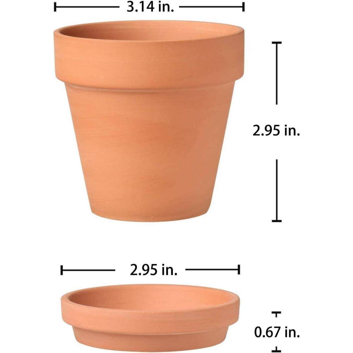 12er Set Mini Terrakotta Töpfe 7.9 x 7.4 cm mit Untersetzer