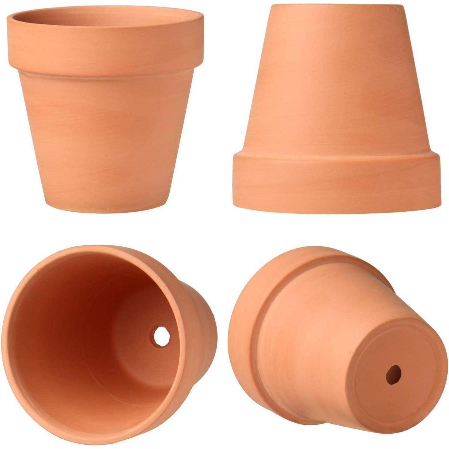 12er Set Mini Terrakotta Töpfe 7.9 x 7.4 cm mit Untersetzer
