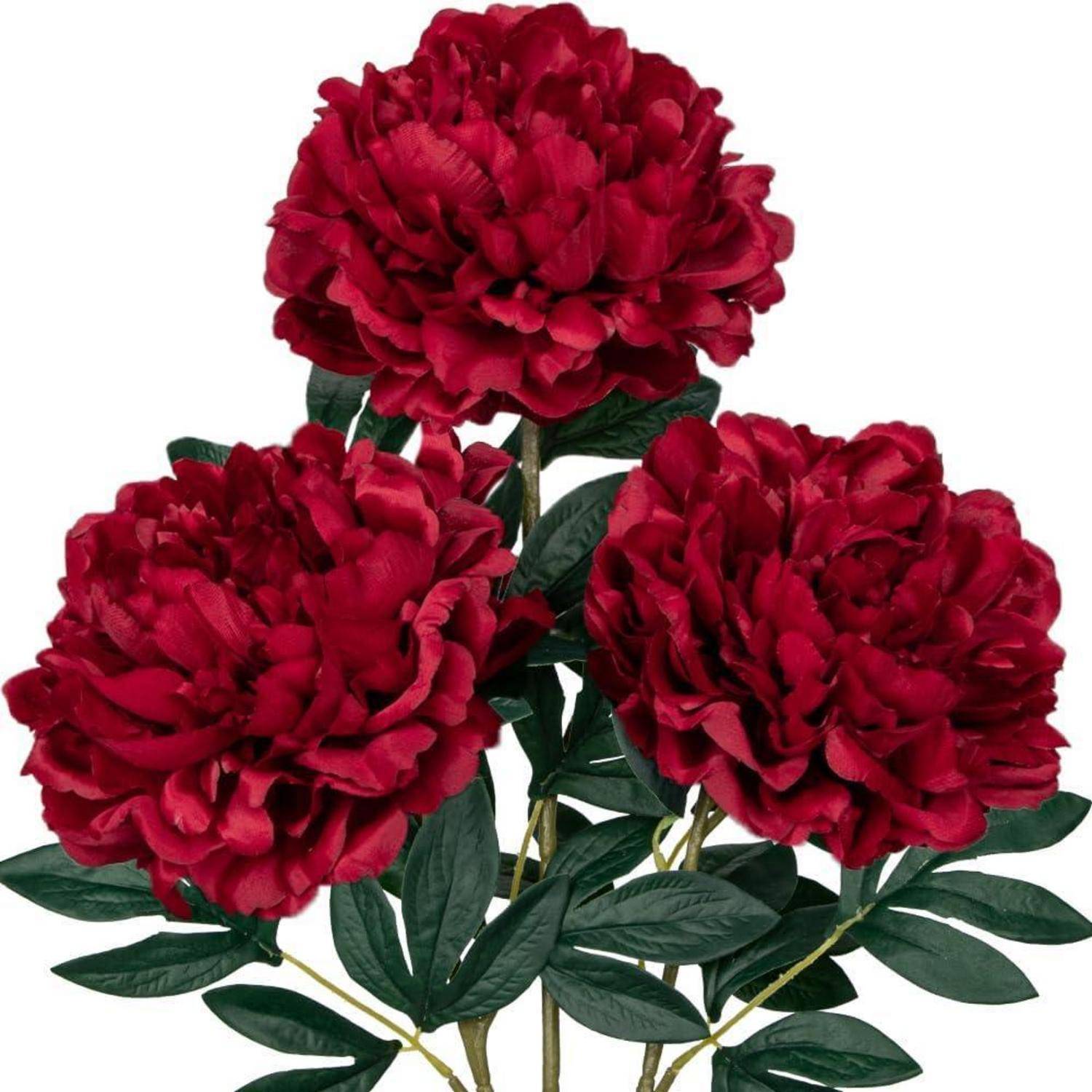 3er Set Künstliche Pfingstrosen Stiel 74cm, Rosen Pfingstrosen Bouquet