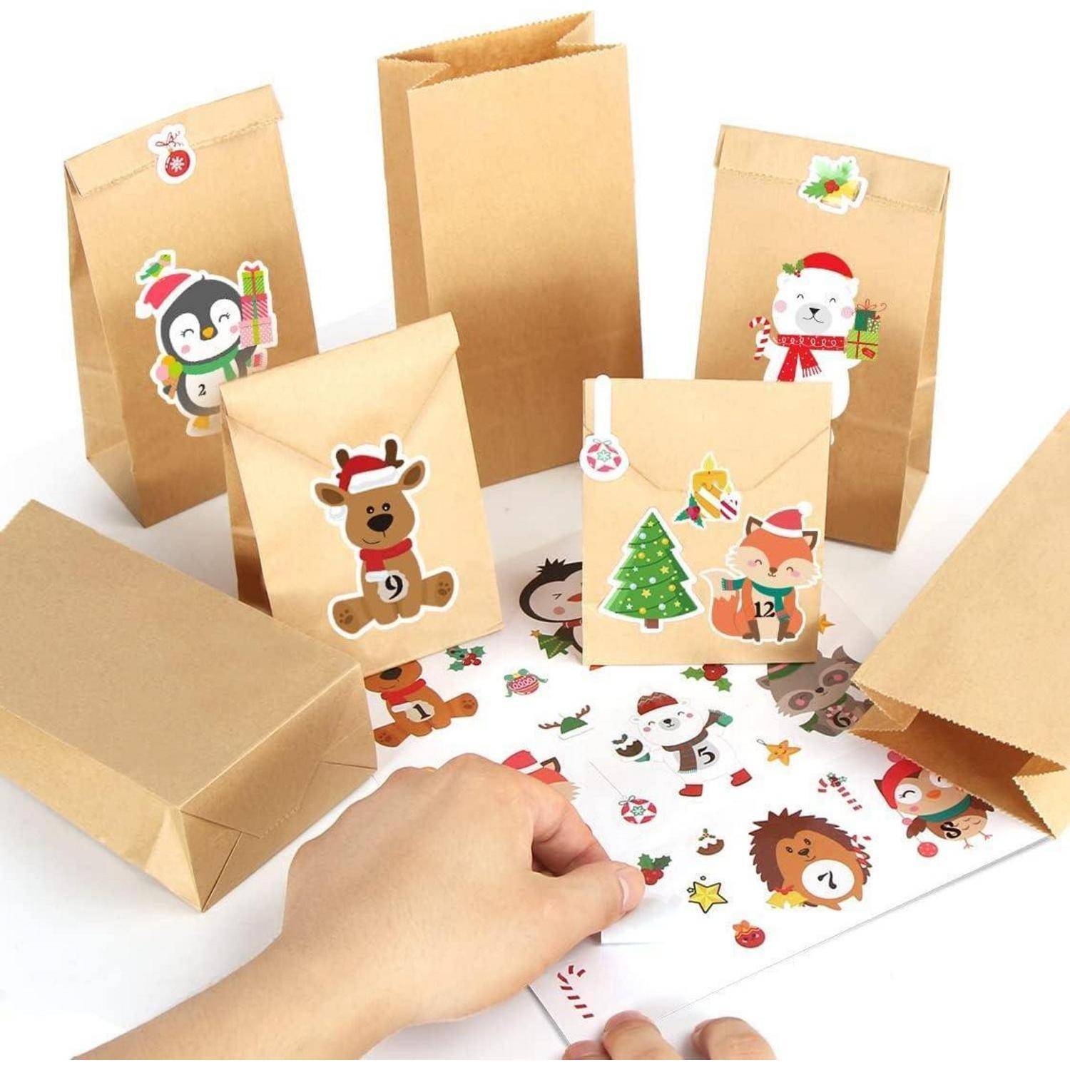 Adventskalender zum Befüllen Kinder 24 Tüten DIY Weihnachtstiere