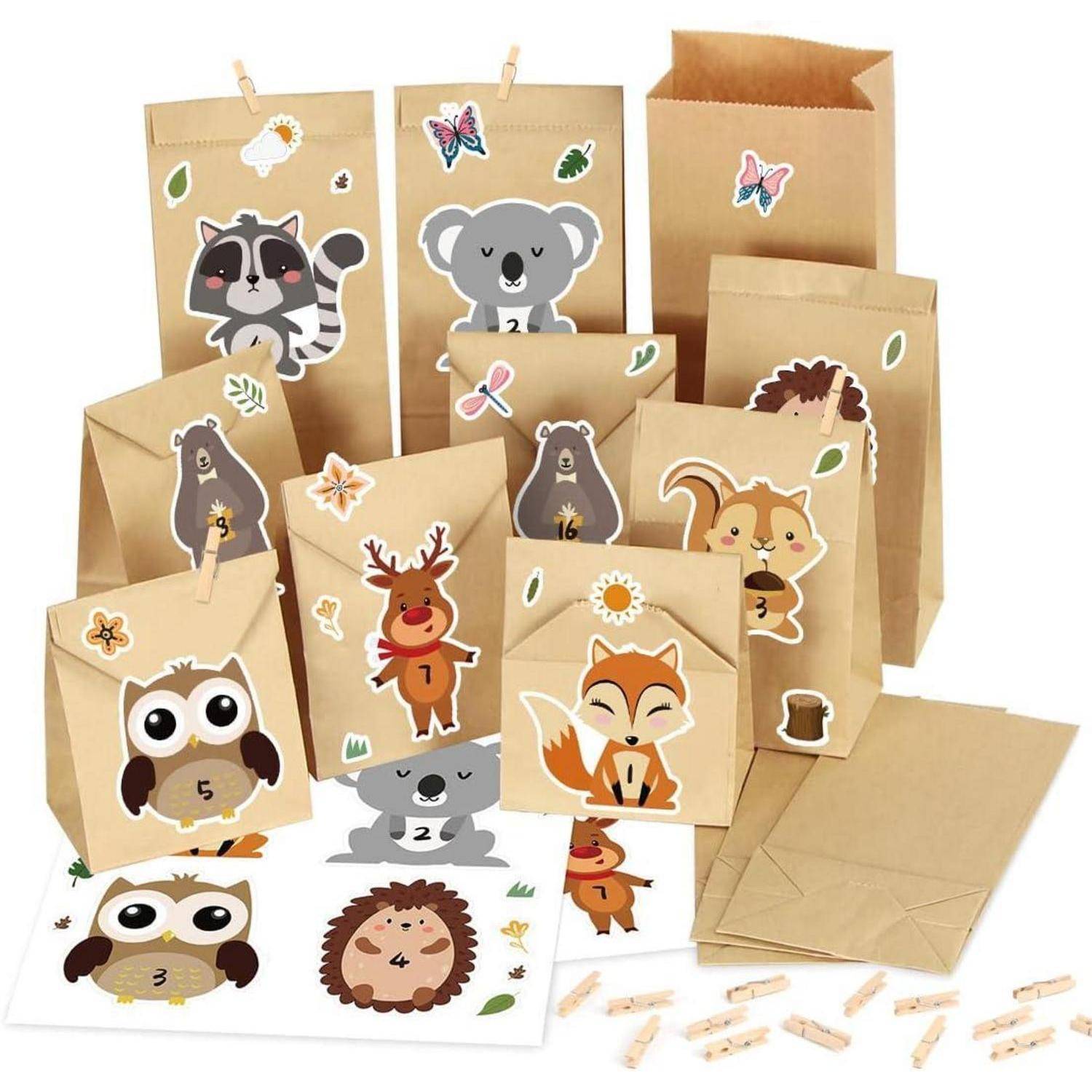 Adventskalender Kraftpapiertüten Weihnachtskalender DIY Waldtiere