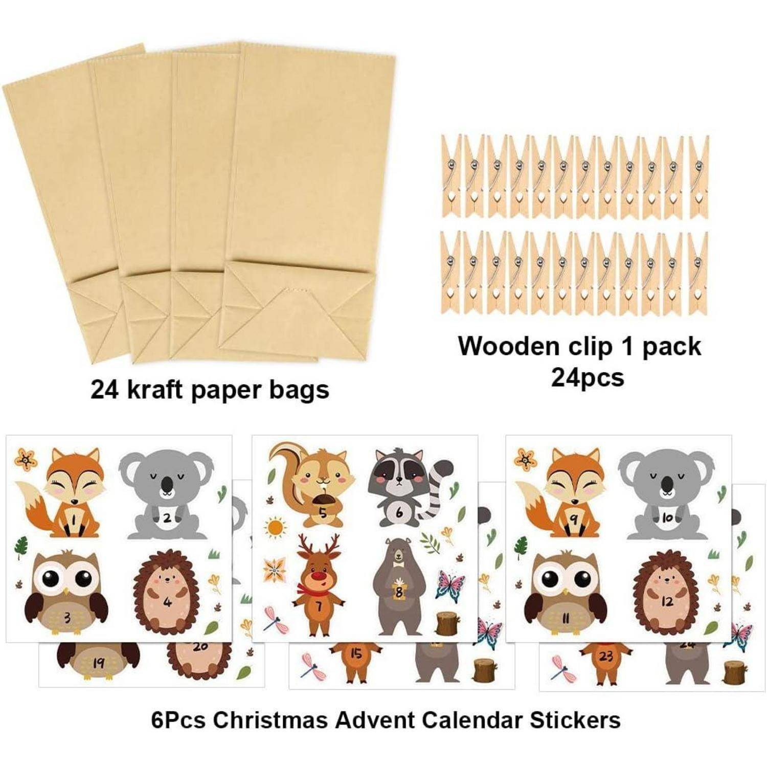 Adventskalender Kraftpapiertüten Weihnachtskalender DIY Waldtiere