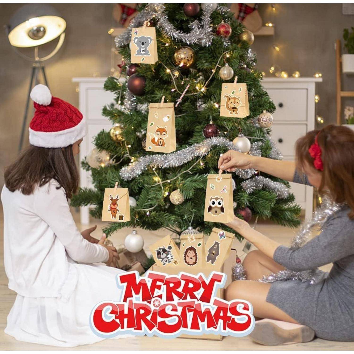 Adventskalender Kraftpapiertüten Weihnachtskalender DIY Waldtiere