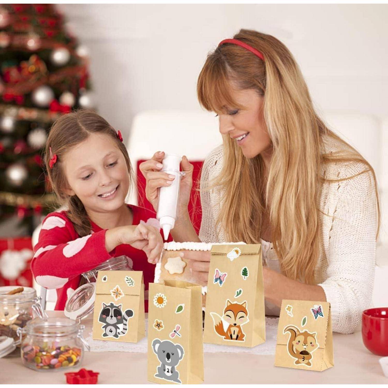 Adventskalender Kraftpapiertüten Weihnachtskalender DIY Waldtiere
