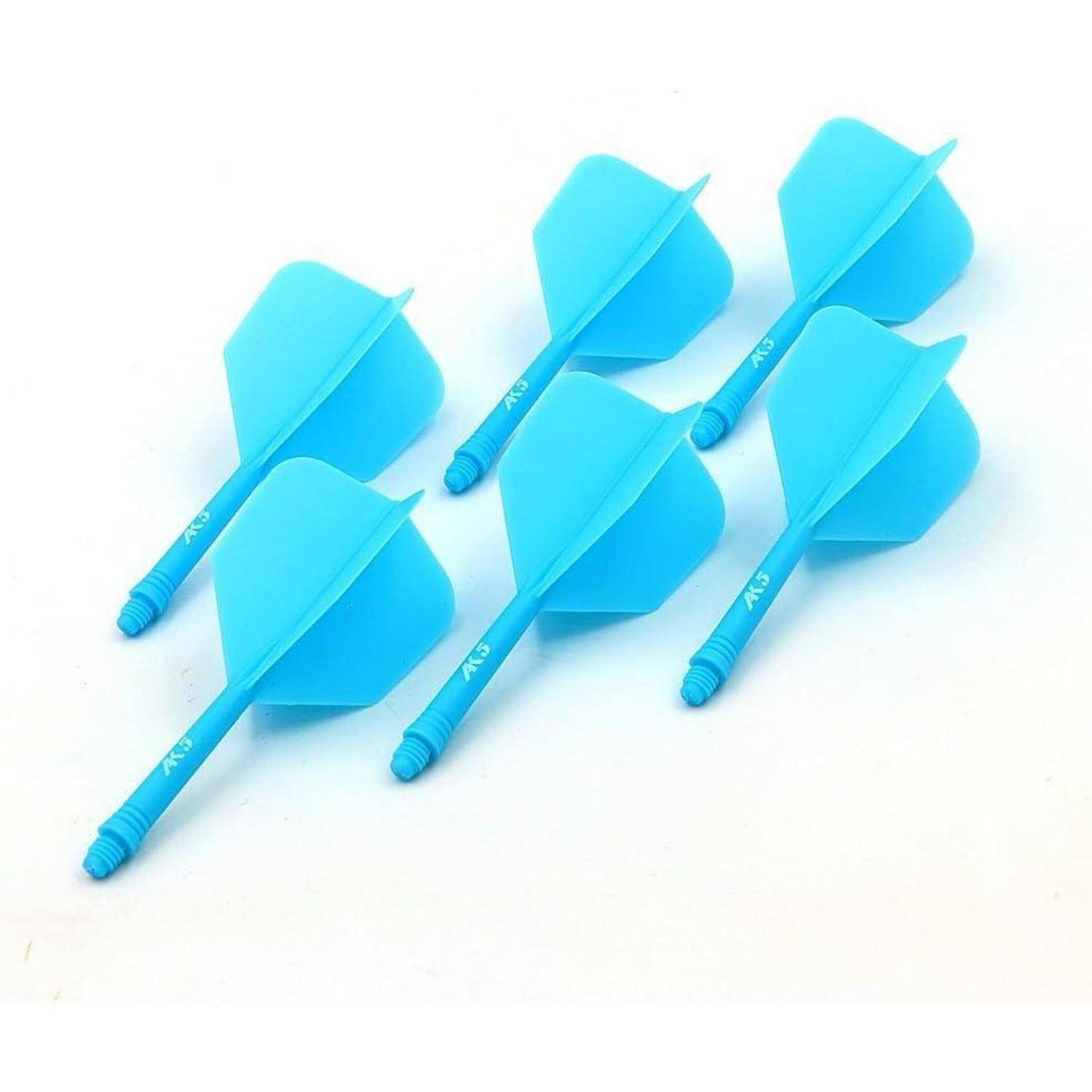 Dartschäfte 6 Stück Schaftlänge 28mm große Flügelform komplett blau