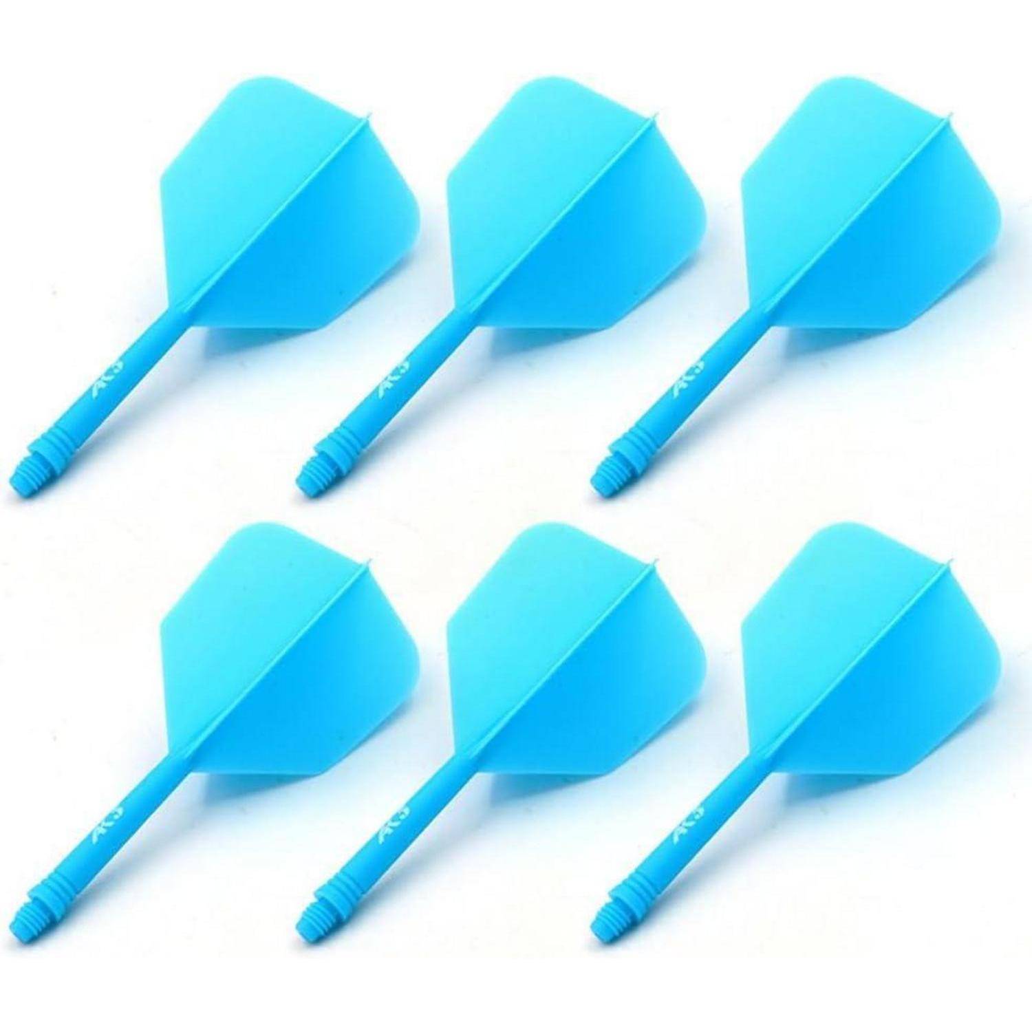 Dartschäfte 6 Stück Schaftlänge 28mm große Flügelform komplett blau
