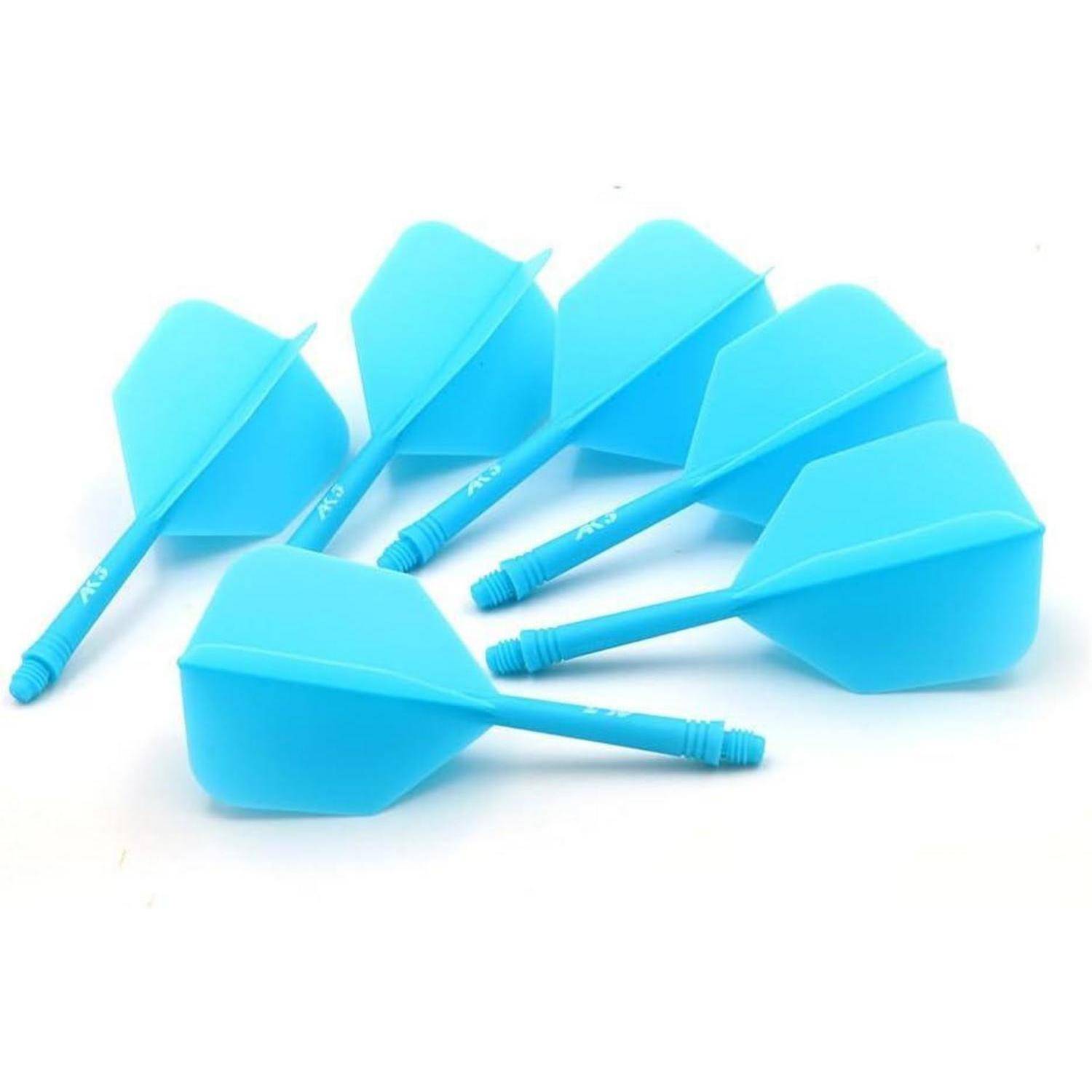 Dartschäfte 6 Stück Schaftlänge 28mm große Flügelform komplett blau