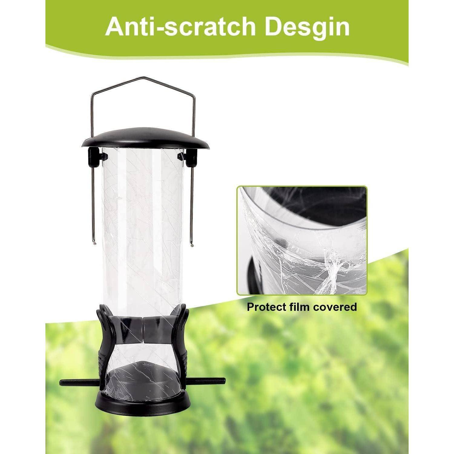 Vogelfuttersäule mit 2 Futterständern und 21,5 cm Transparentrohr