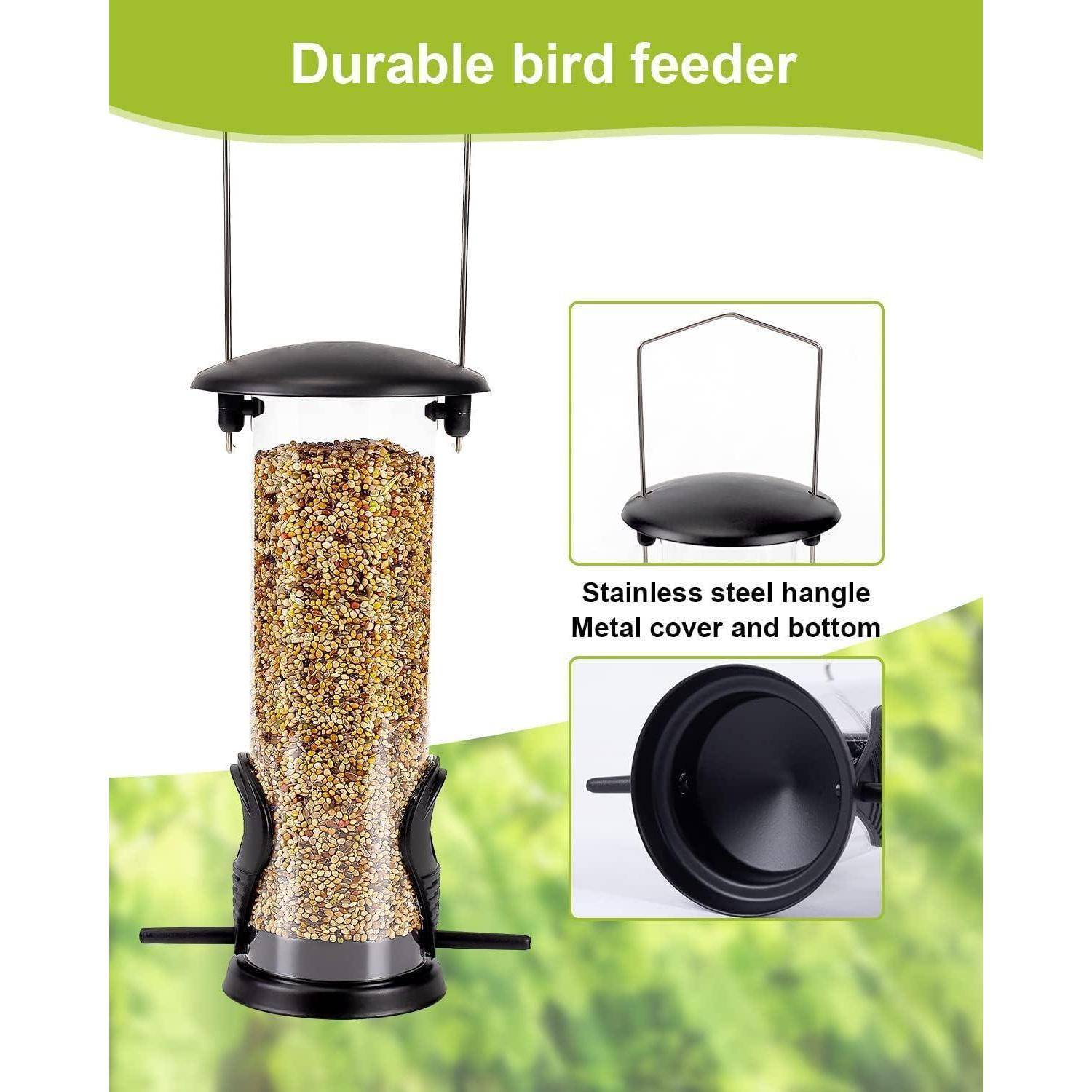 Vogelfuttersäule mit 2 Futterständern und 21,5 cm Transparentrohr