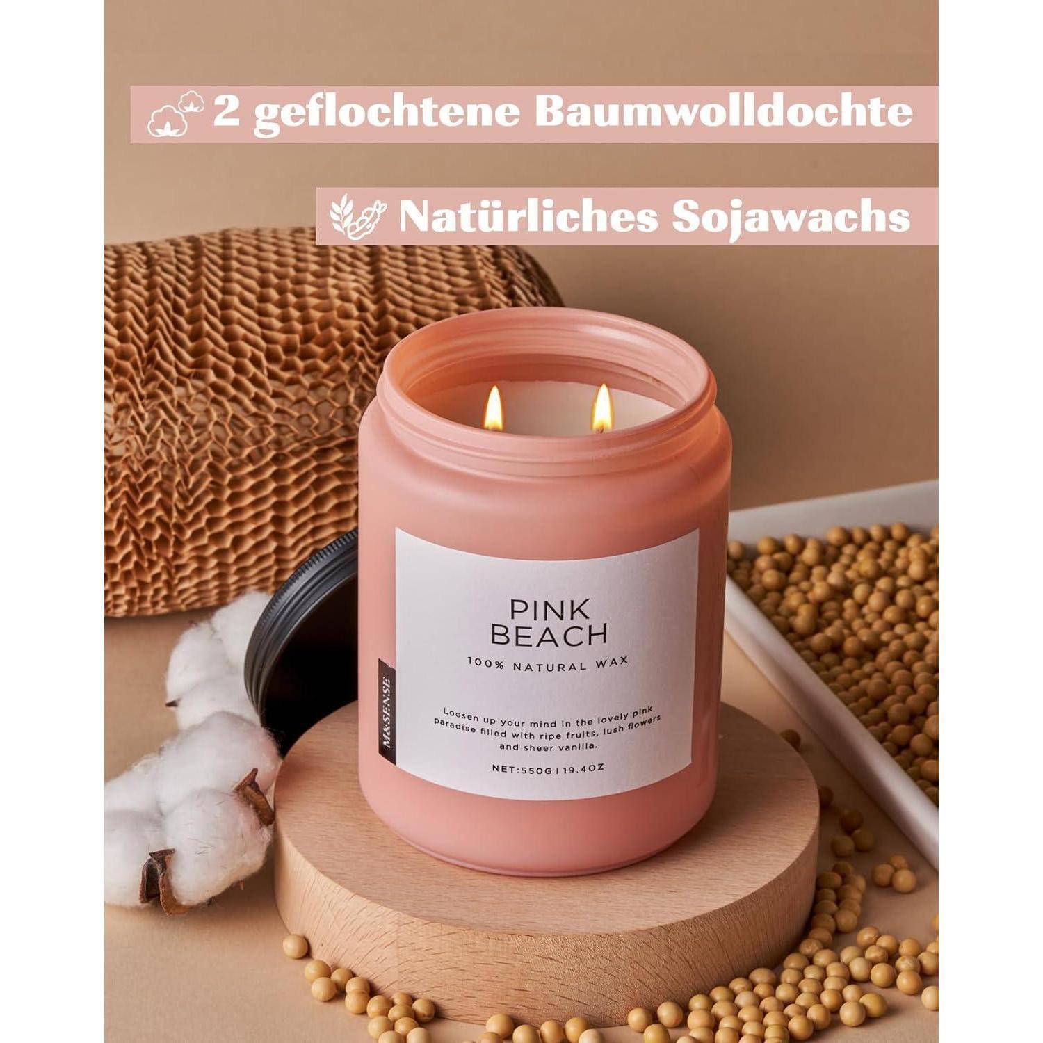 Eine rosa Kerze mit der Aufschrift 