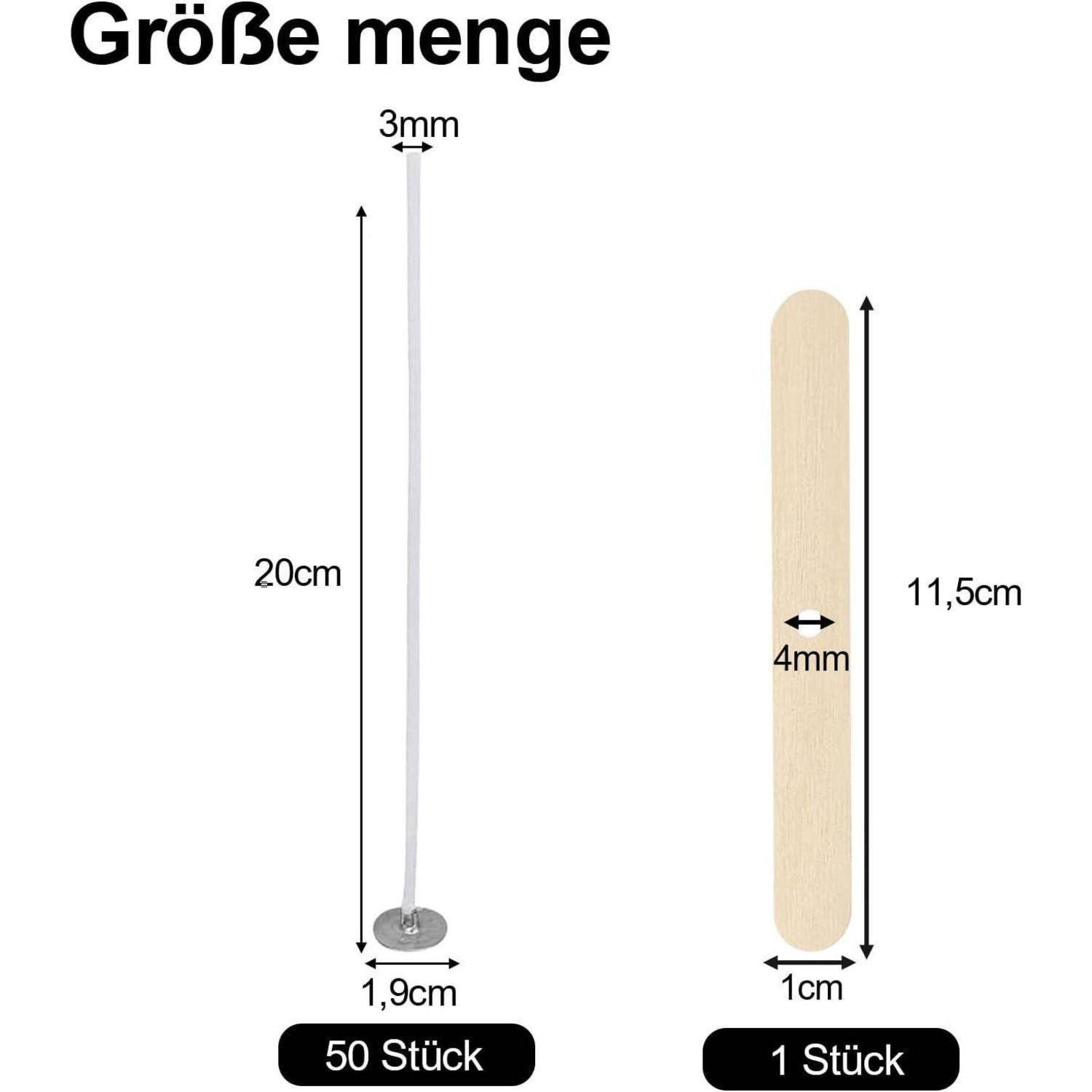 Kerzendochte 20cm Dochthalter 50 x Kerzendochte 20cm mit Dochthalter