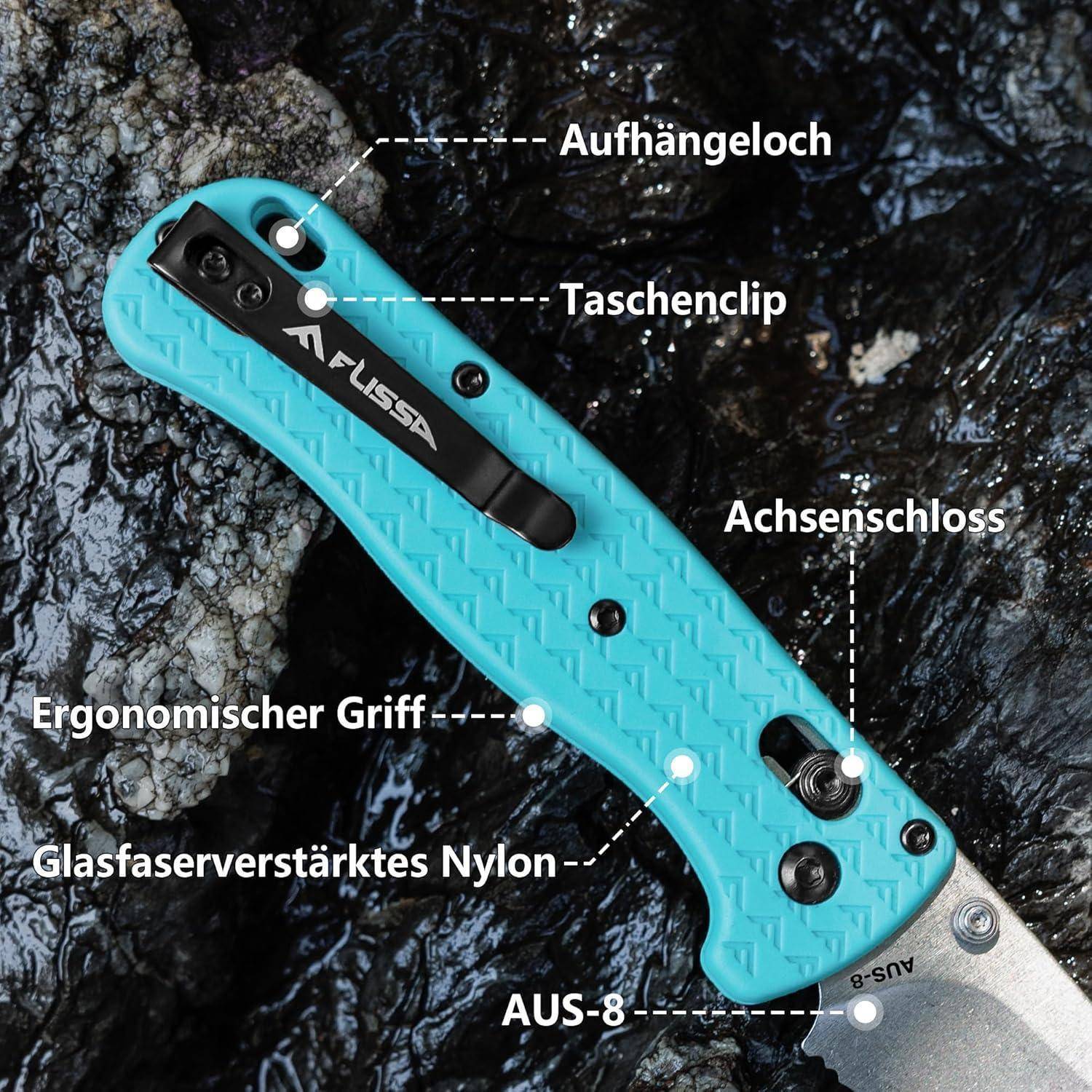 Klappmesser AUS-8 Edelstahl Outdoor Survival Taschenmesser Blau
