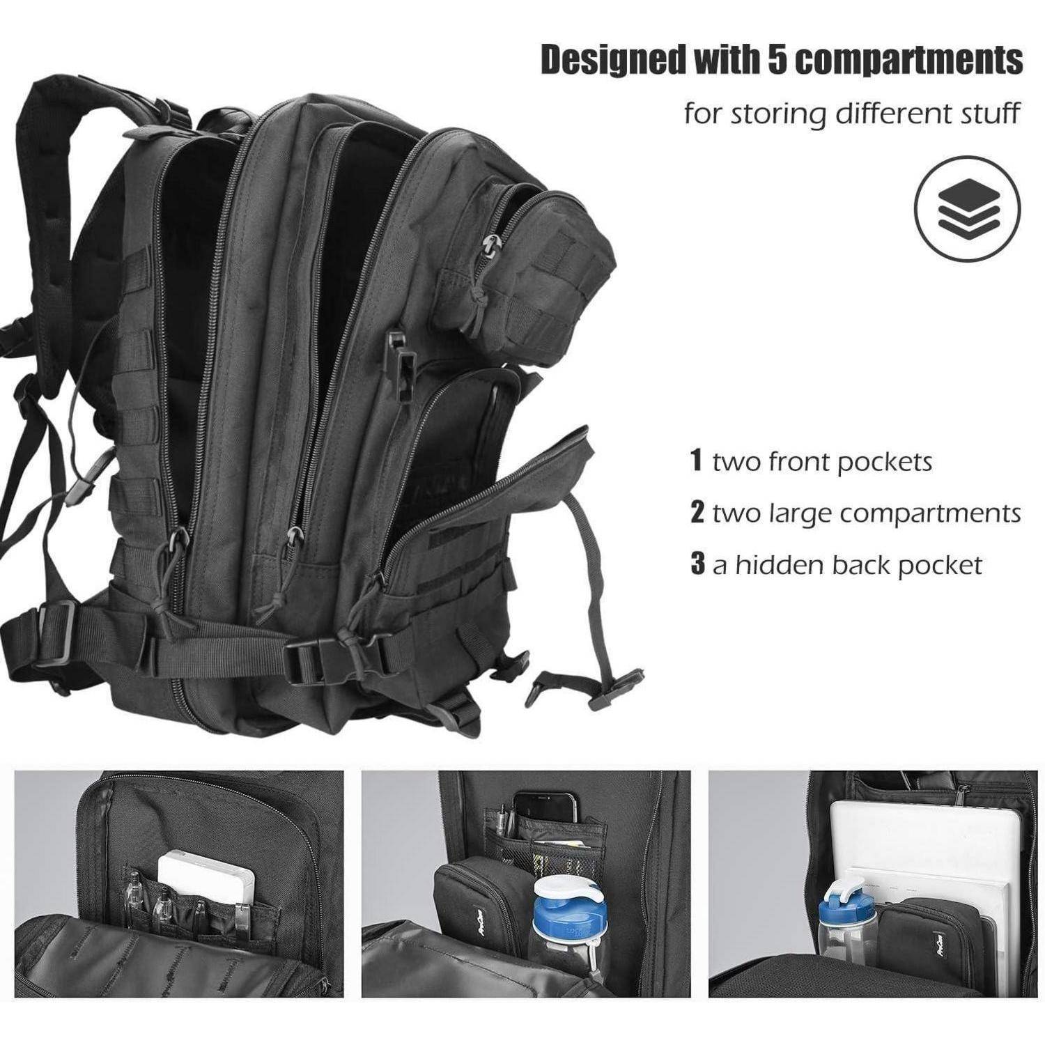 Militär Taktischer Rucksack 35L Große Kapazität Schwarz