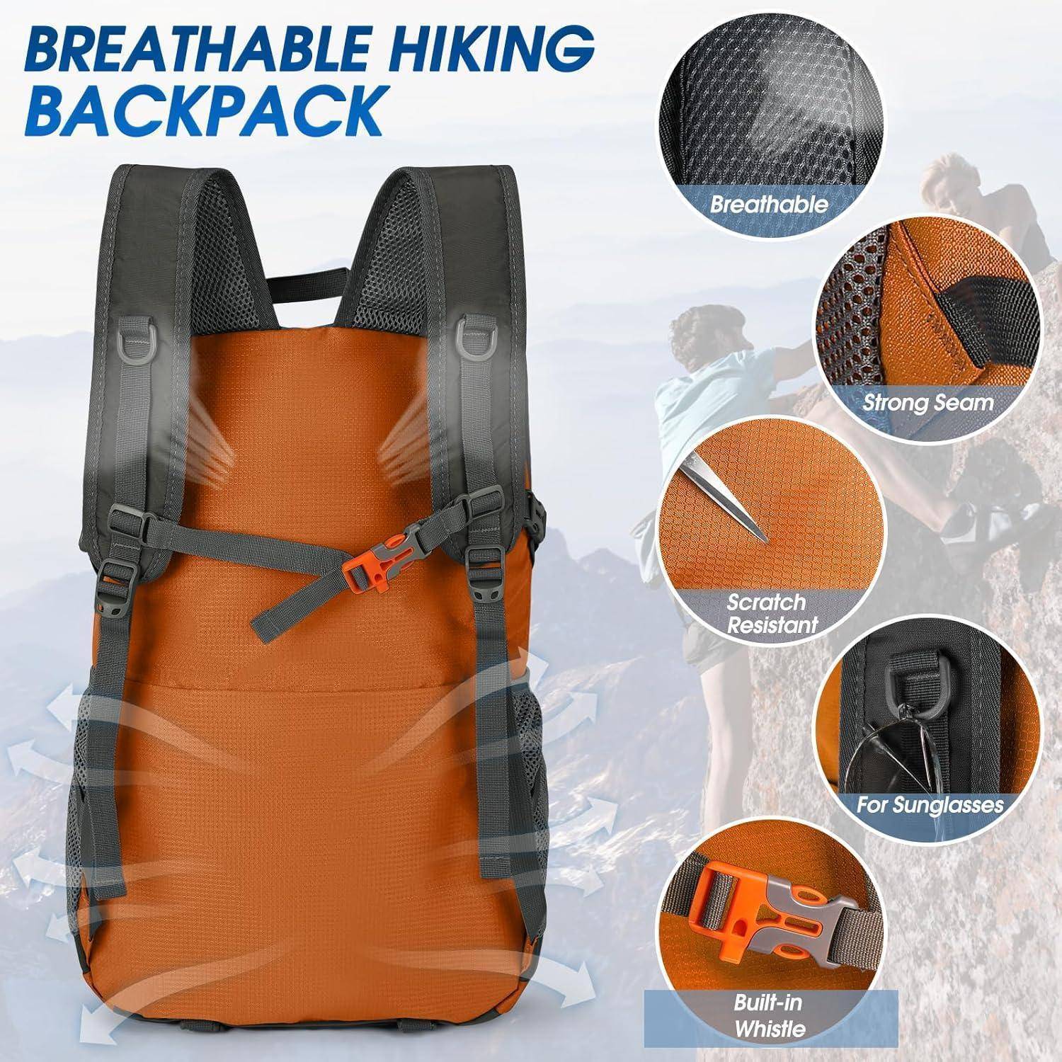 Wanderrucksack 40L Wasserdicht Leicht Faltbarer Trekkingrucksack