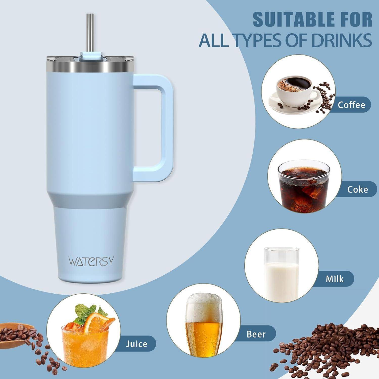 Eine blaue isolierte Tasse mit der Aufschrift 