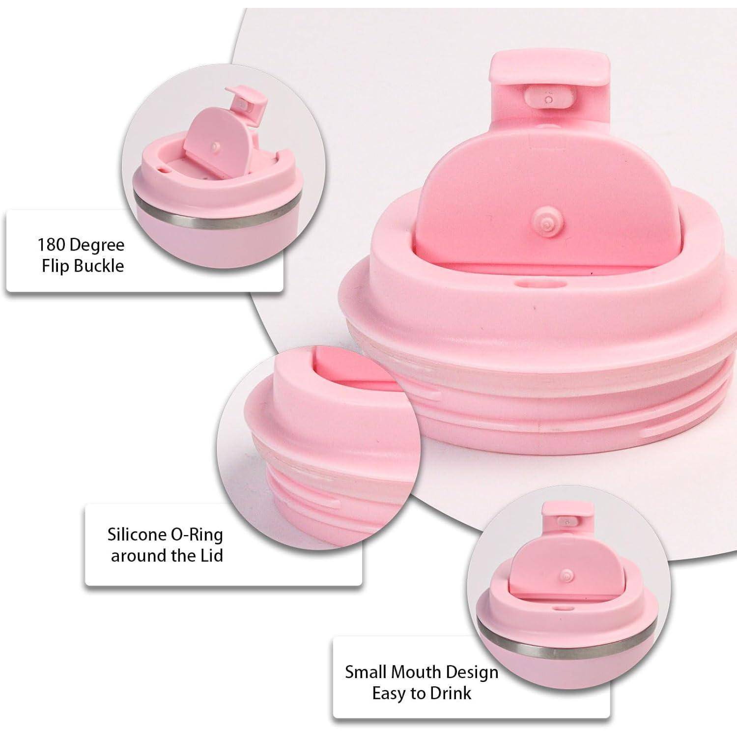 Zusammenklappbare rosa Wasserflasche mit einer 180-Grad-Klappschnalle, Silikon-O-Ring um den Deckel und schmalem Mundstück für einfaches Trinken.