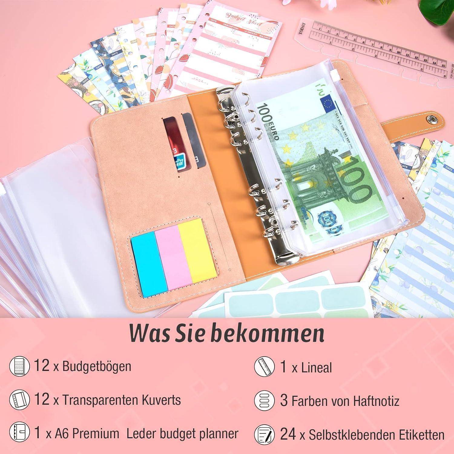 Budget Binder A6 Geldumschlagmethode Spar Challenge Buch