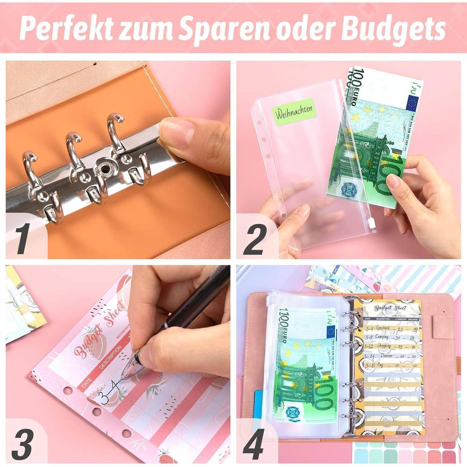 Budget Binder A6 Geldumschlagmethode Spar Challenge Buch
