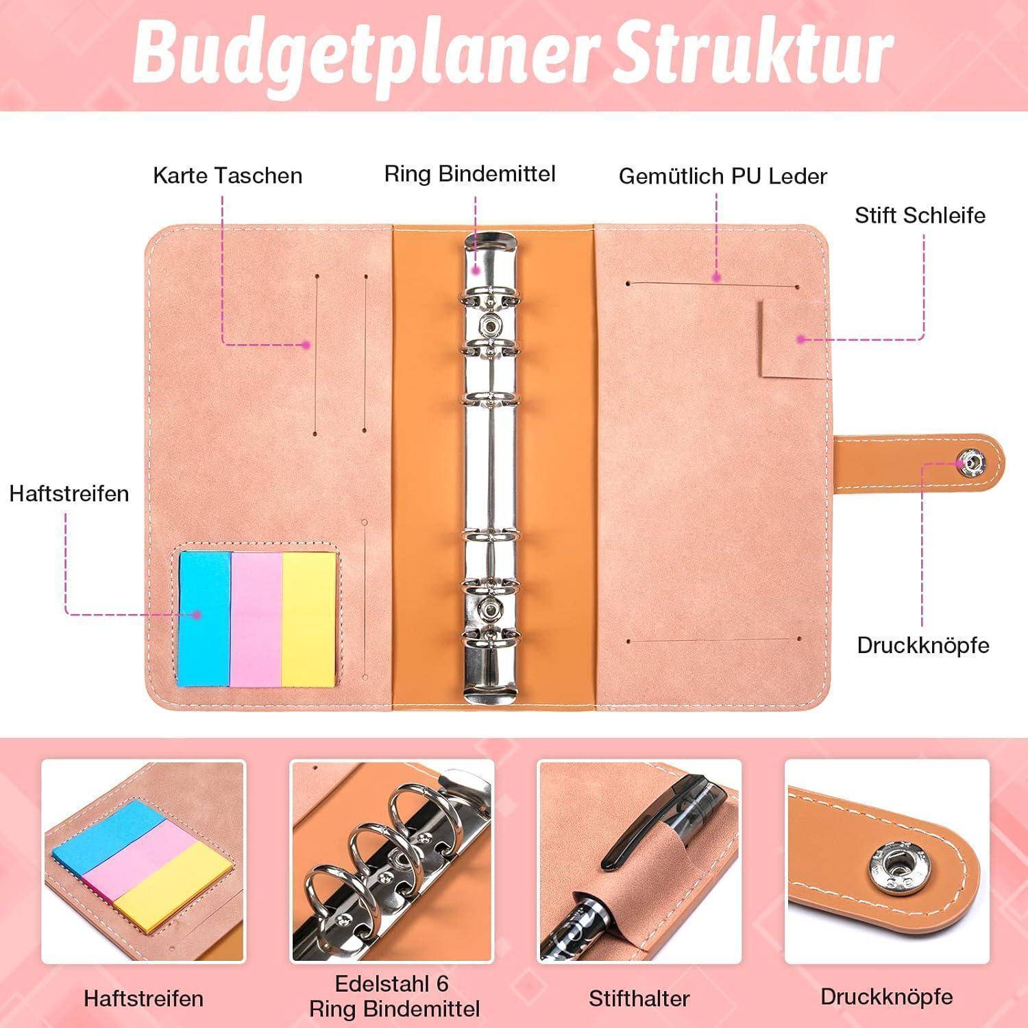 Budget Binder A6 Geldumschlagmethode Spar Challenge Buch