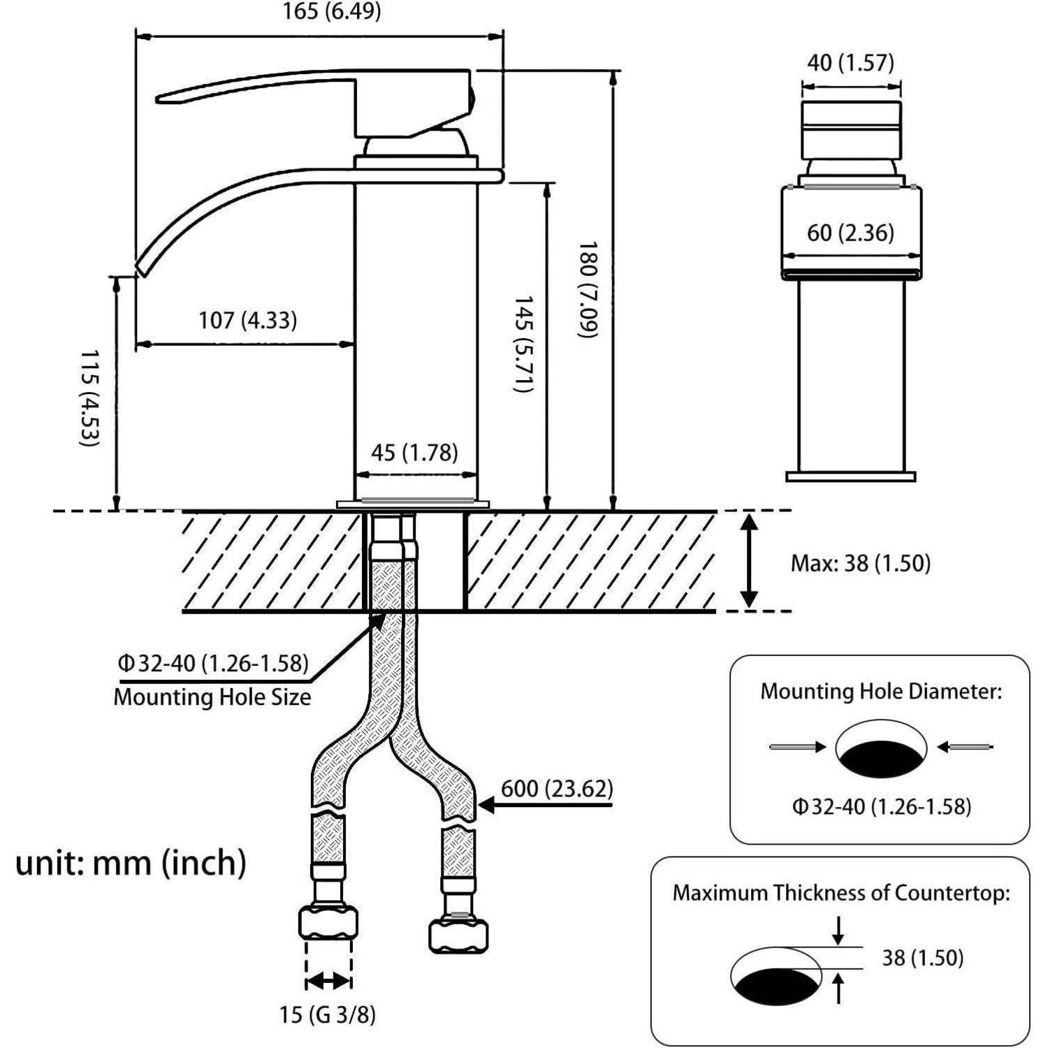 Wasserhahn Bad Wasserfall Waschtischarmatur Modern Messing Verchromt
