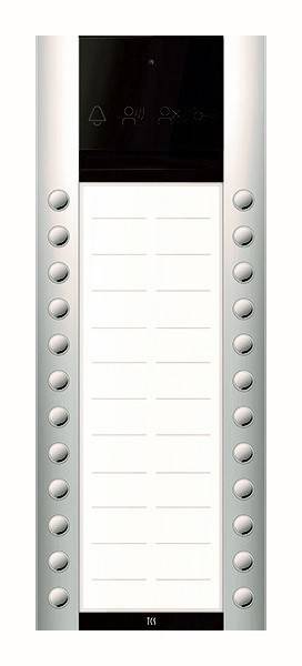 Ein rechteckiger silberner beleuchteter Spiegel mit mehreren runden Glühbirnen an den Seiten.