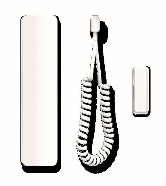 Weißer Telefonhörer mit Spiralkabel und kleinem Tastenmodul, wahrscheinlich für Haus- oder Bürokommunikationssysteme verwendet.