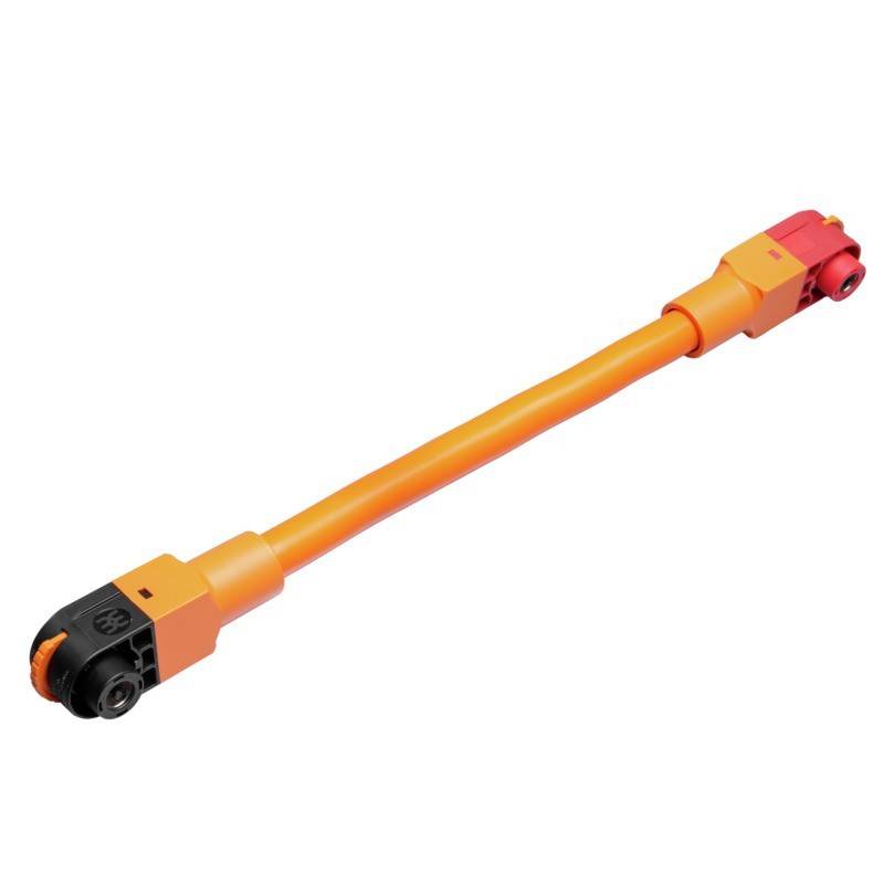 Ein orangefarbenes und schwarzes Elektrowerkzeug-Zubehör, das wie ein langer Verlängerungsarm mit Anschlüssen an beiden Enden aussieht und für spezielle Anbringungen konzipiert ist.