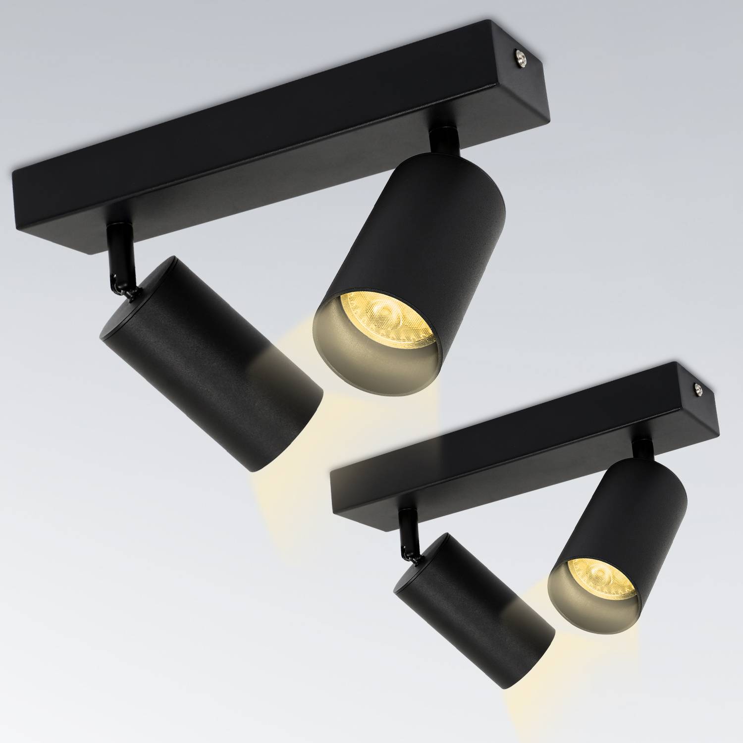 Deckenstrahler 2 flammig Spotleuchte GU10 Schwenkbar - Moderner Deckenspot LED Deckenleuchte Schwarzer