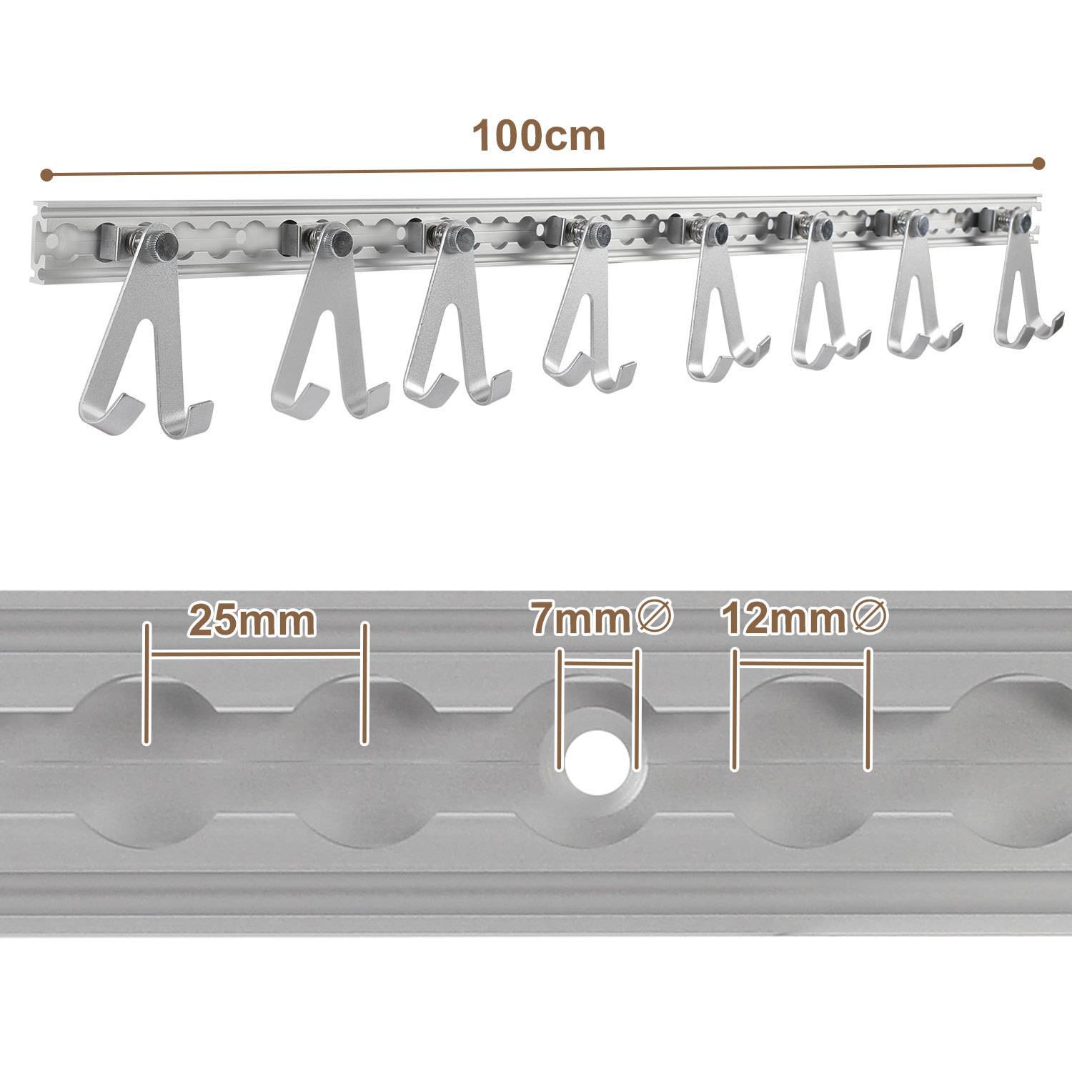 Wohnmobil Zubehör, 1m Aluminium Airlineschiene Zurrösen mit 24 Einfach Fitting