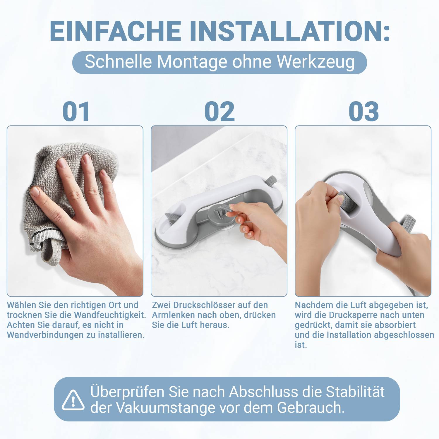 2 Stück Haltegriff Dusche Haltegriff mit Saugnapf und Schnellentriegelung Badewannengriff für Badezimmer, Kinder und ältere Menschen