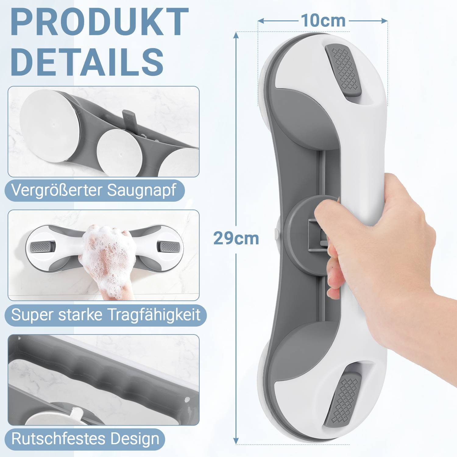 2 Stück Haltegriff Dusche Haltegriff mit Saugnapf und Schnellentriegelung Badewannengriff für Badezimmer, Kinder und ältere Menschen