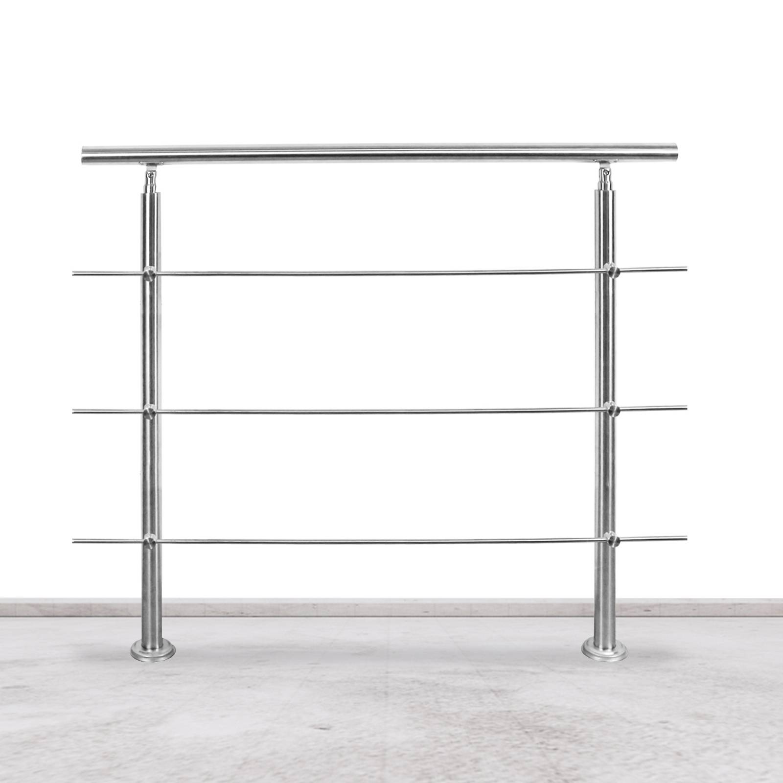 Geländer Edelstahl Handlauf Treppengeländer Innen&Außen Balkongeländer Treppenhaus Brüstung 180cm 3 Querstäbe