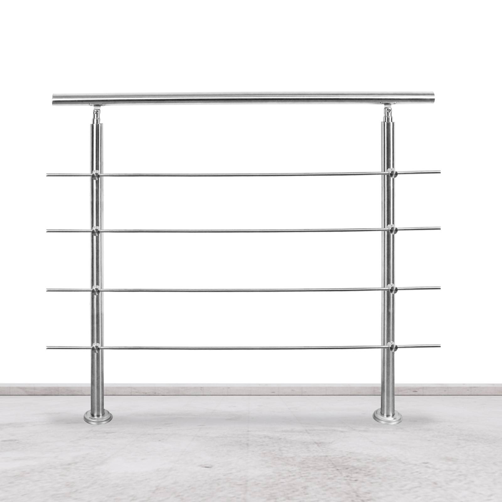 Geländer Edelstahl Handlauf Treppengeländer Innen&Außen Balkongeländer Treppenhaus Brüstung 180cm 4 Querstäbe