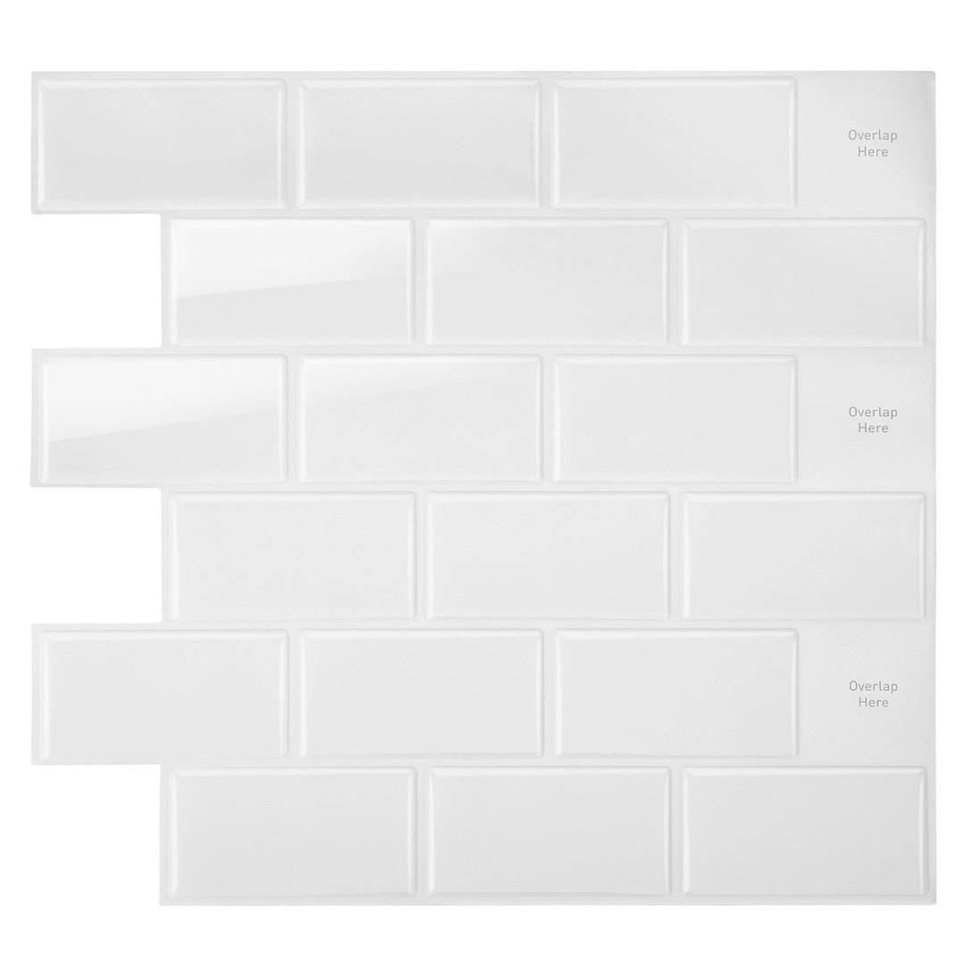 Fliesenaufkleber 30,5x30,5cm Fliesen-Folie 10 Stück Deko selbstklebende Klebefliesen Weiß für Küche Bad Wohnzimmer Zimmer
